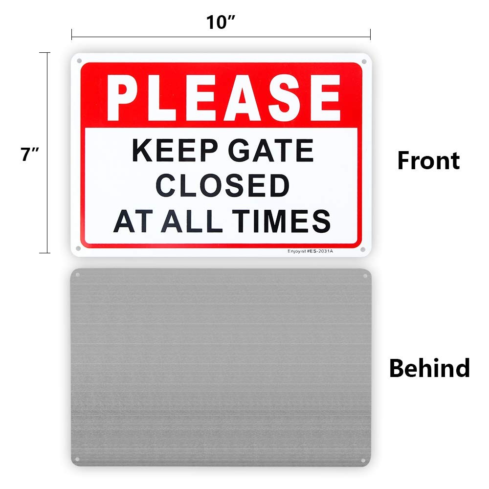 2-Pack Please Keep Gate Closed At All Times Sign 10&Prime;x 7&Prime; .04&Prime; Aluminum Reflec…