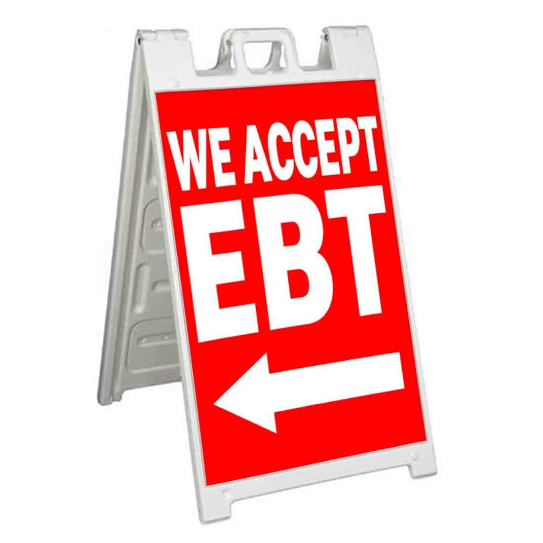 WE ACCEPT EBT LEFT ARROW Signicade 24×36 Aframe Sidewalk Sign Banner Decal