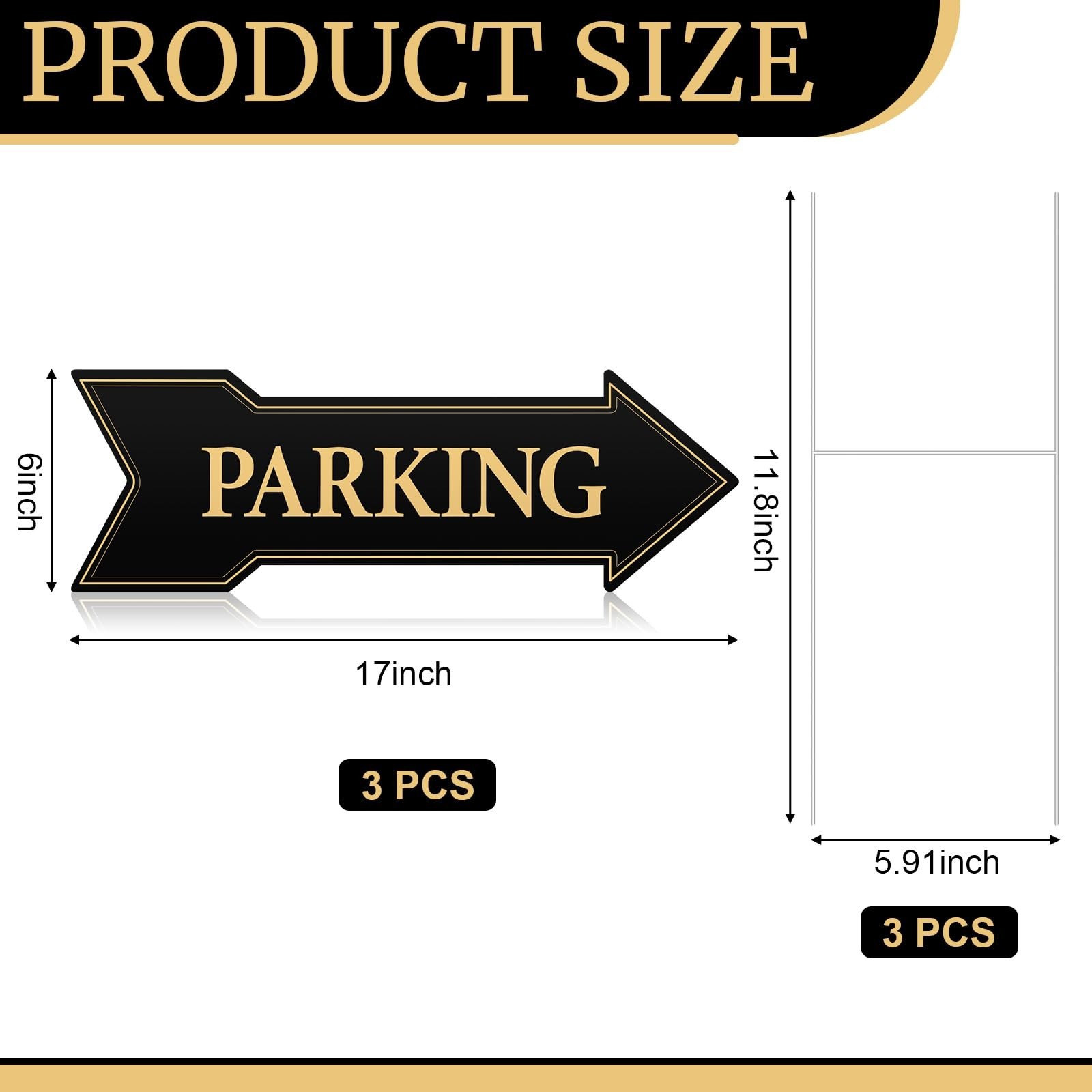 3-Pack Double-Sided Arrow Parking Signs with Metal Stakes – 17×6 Inch Wedding Ev