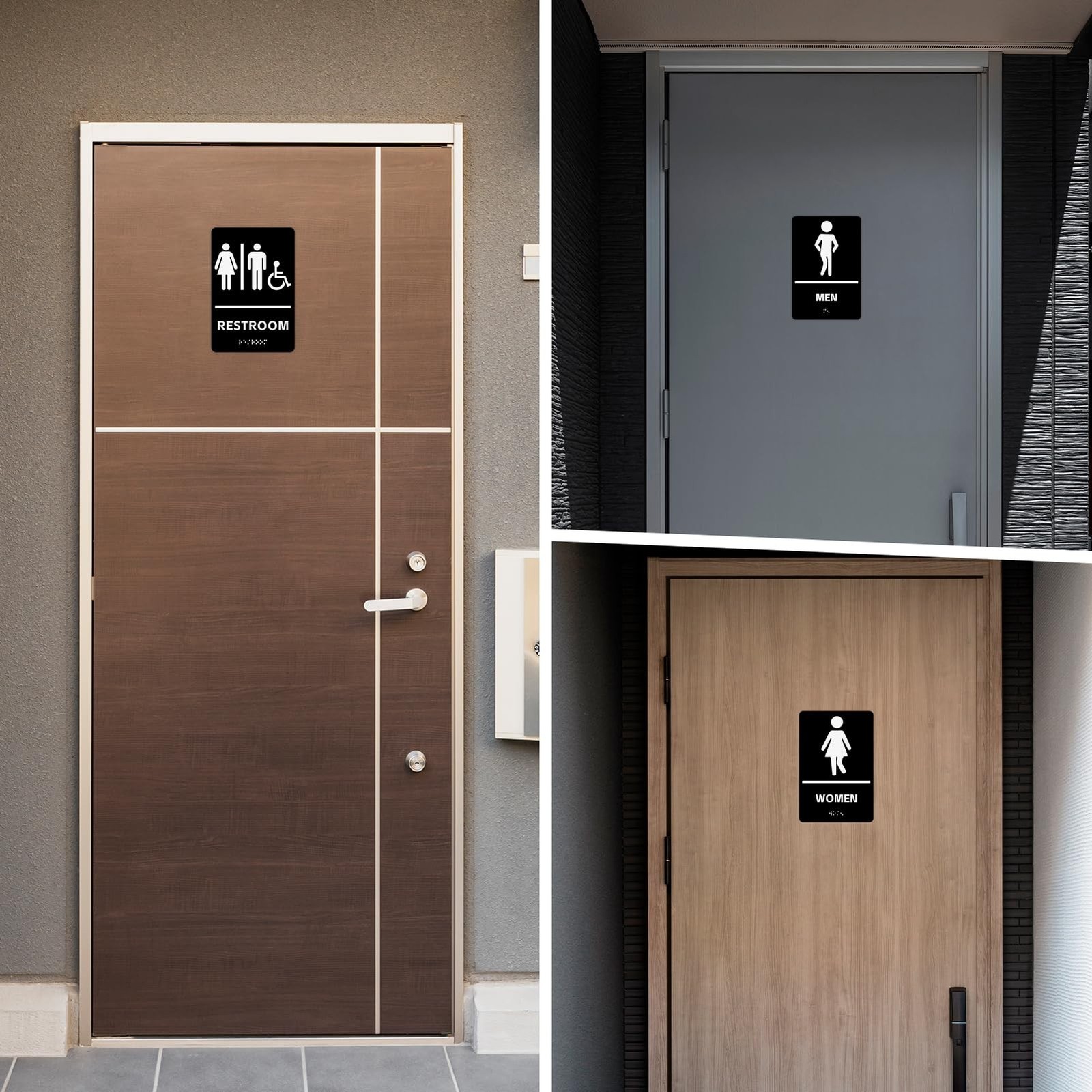 Esmorah ADA Braille Unisex Restroom Sign for Business 9” X6”, All Ge