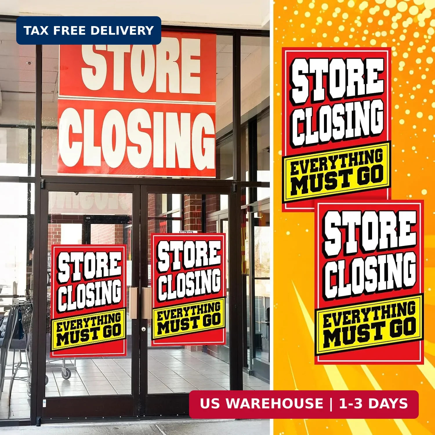 2 Pcs Store Closing Sign Poster Everything Must Go Advertising Banner Going Out