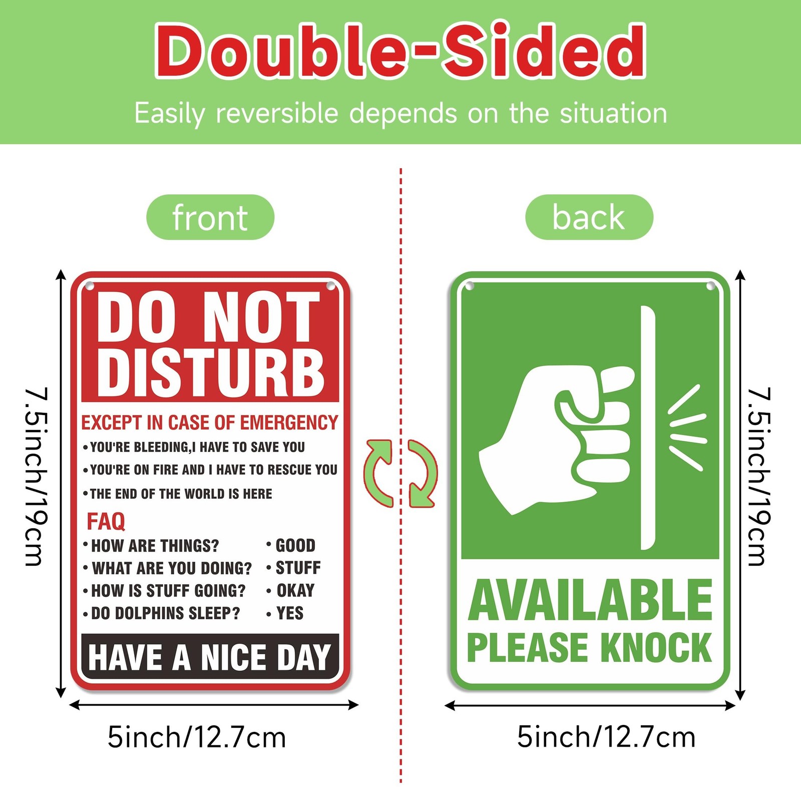 Do Not Disturb Door Hanger Sign, Available Please Knock Sign, Double-Sided PV…