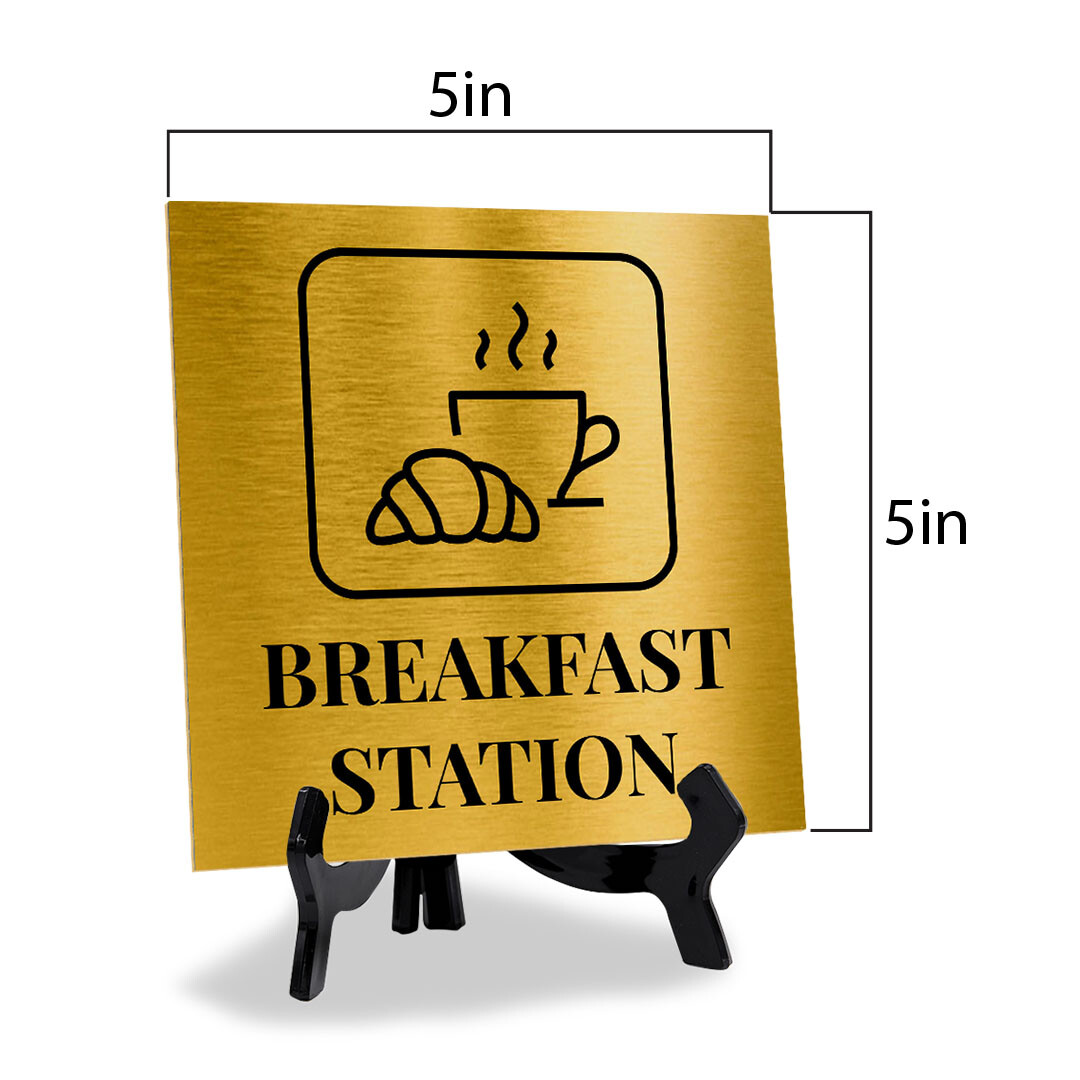 Breakfast Station 5&Prime;x 5&Prime; Square Table Sign With Acrylic Easel