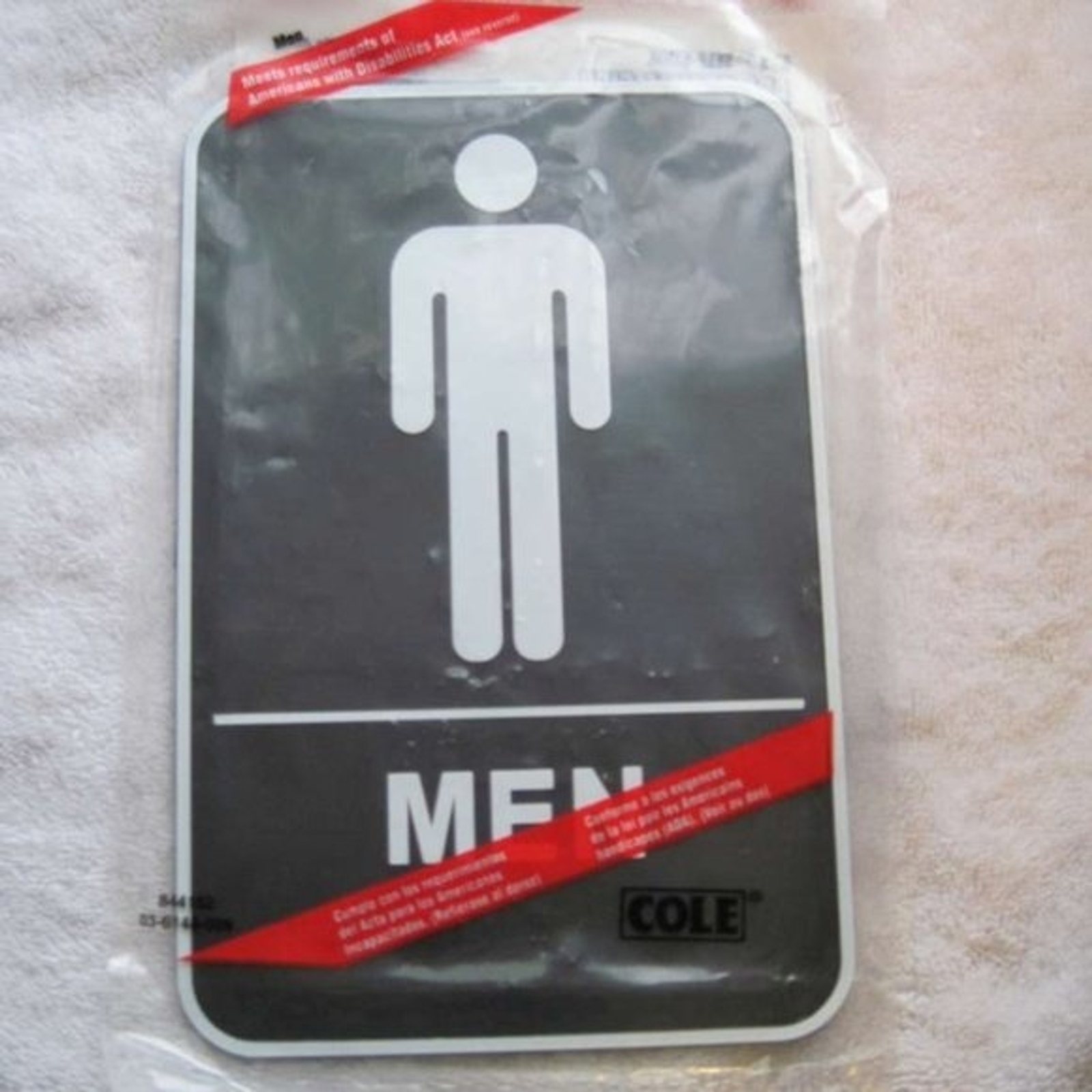 MEN & WOMEN SET 6 x 9&Prime; ADA Braille Restroom Sign Self Stick Tactile Hillman Cole