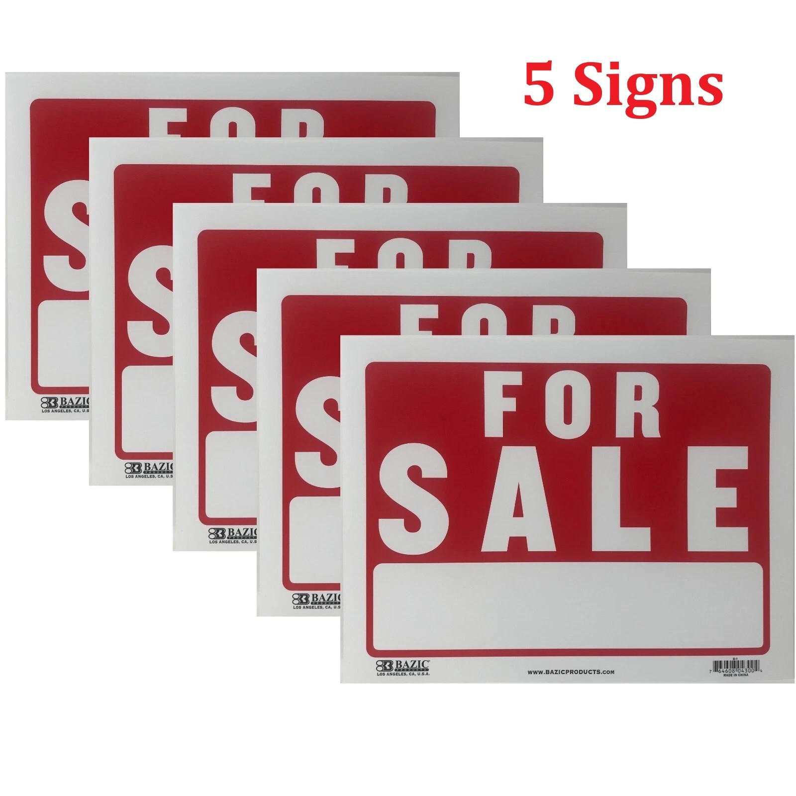 5 Pack FOR SALE Sign 9×12&Prime; inch Weatherproof Plastic Sell Cars, Property Signs