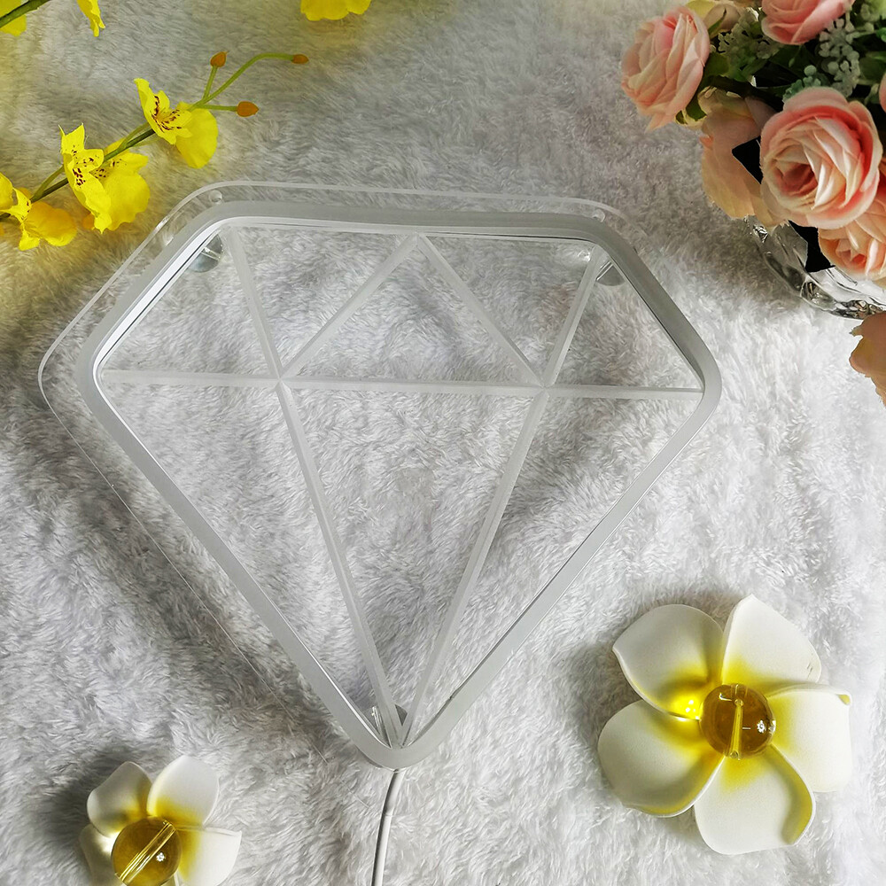 Qomolangma WhitePink 10.2 » X 9 » LED Neon Sign Diamond shape