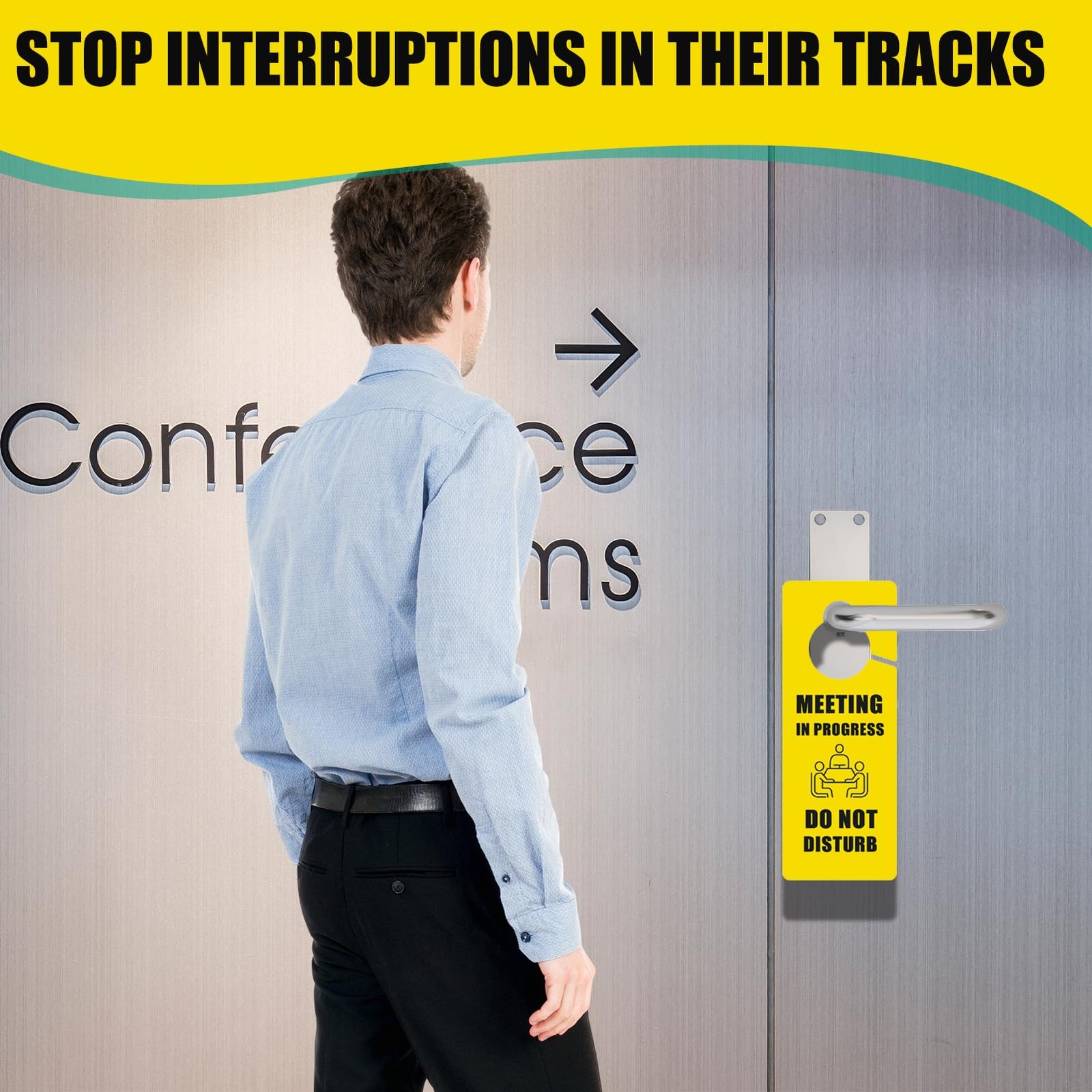 2 Pack Meeting in Progress & Available Sign for Office Door, Double Sided Do …