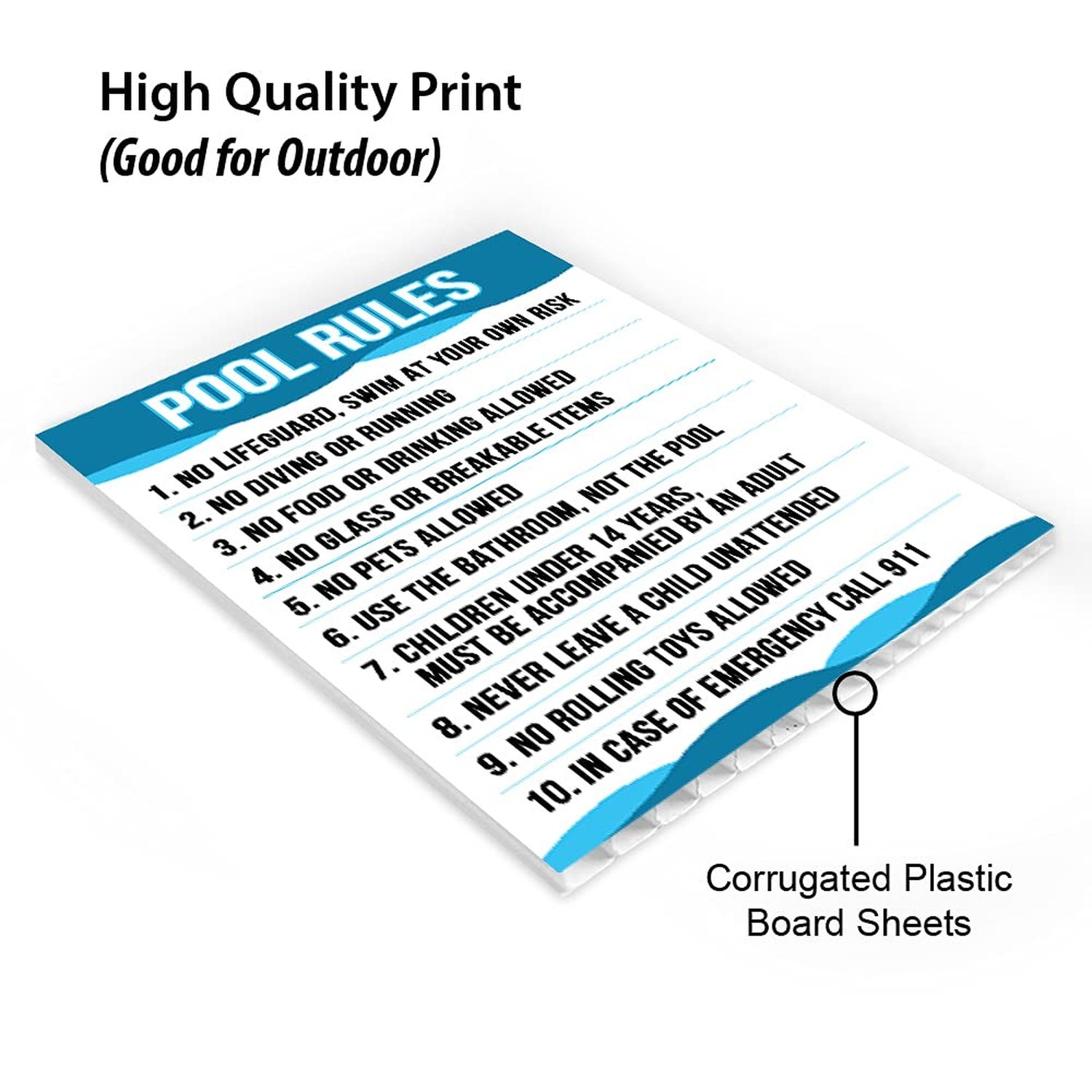 Pool Sign for Outside, Corrugated Plastic Safety Rules – 12&Prime; x 18&Prime;, Rust Free…