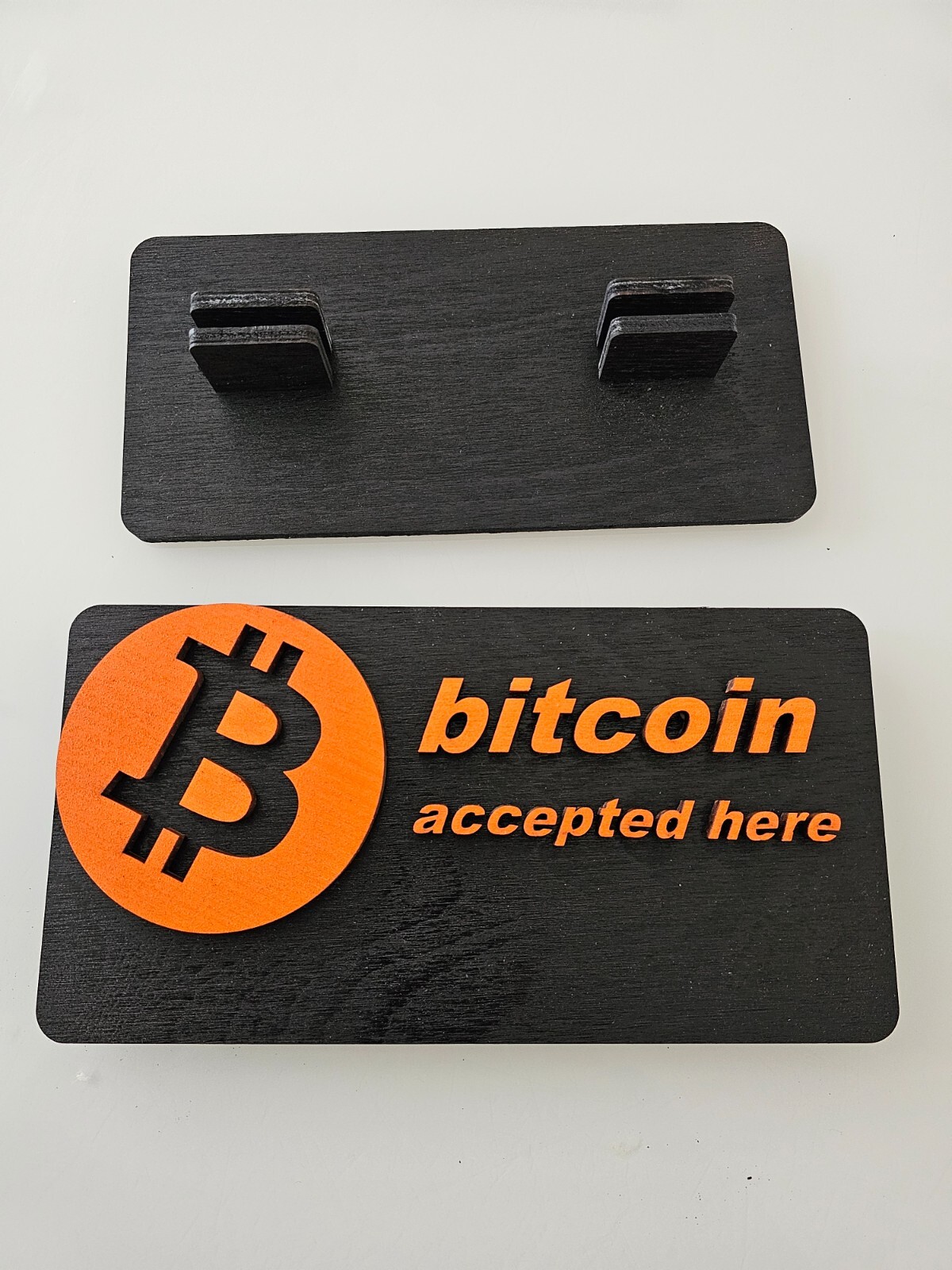 BTC Accepted Here Sign – 3D Premium Wooden Crypto Business Display