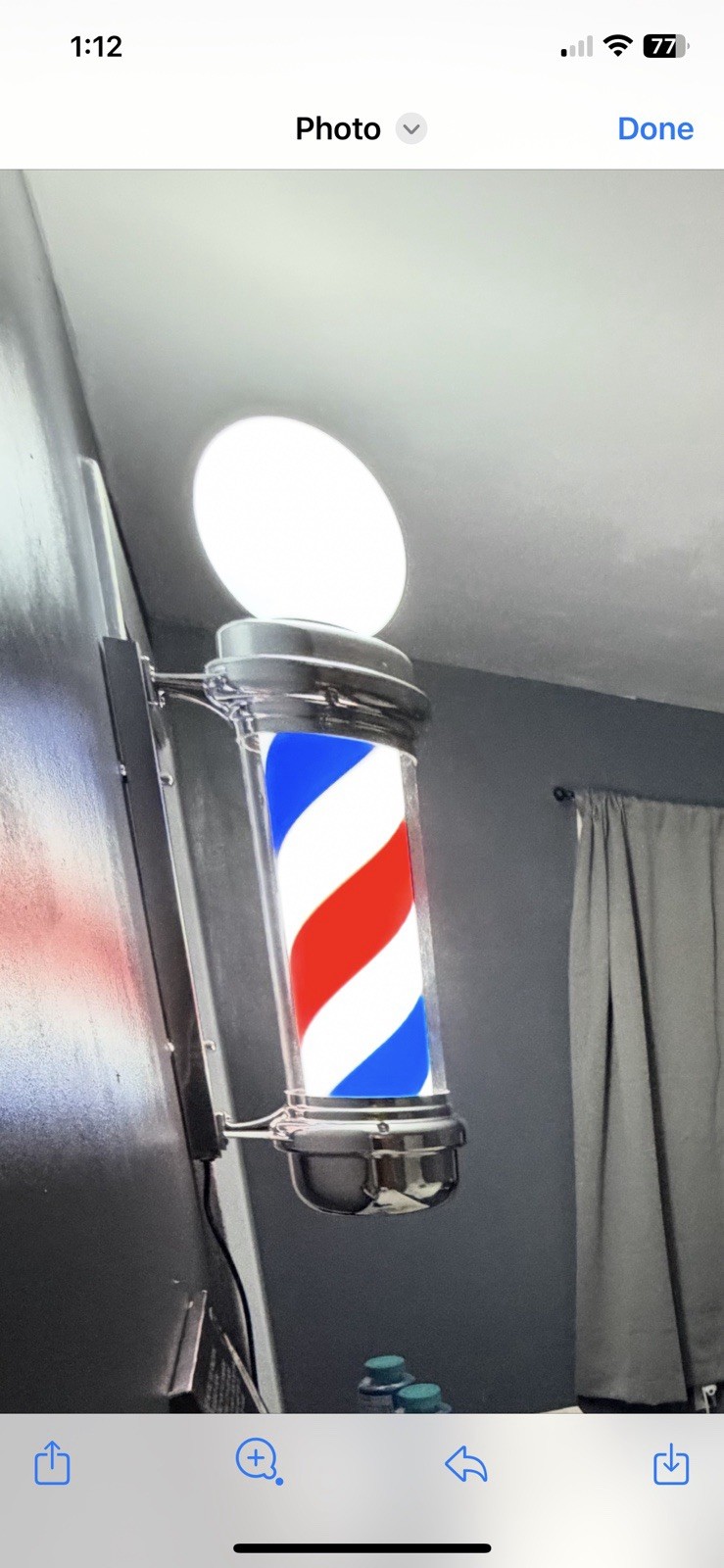 Illuminated Barbershop Pole Wall Mounted Sign Red White Blue Plastic Metal