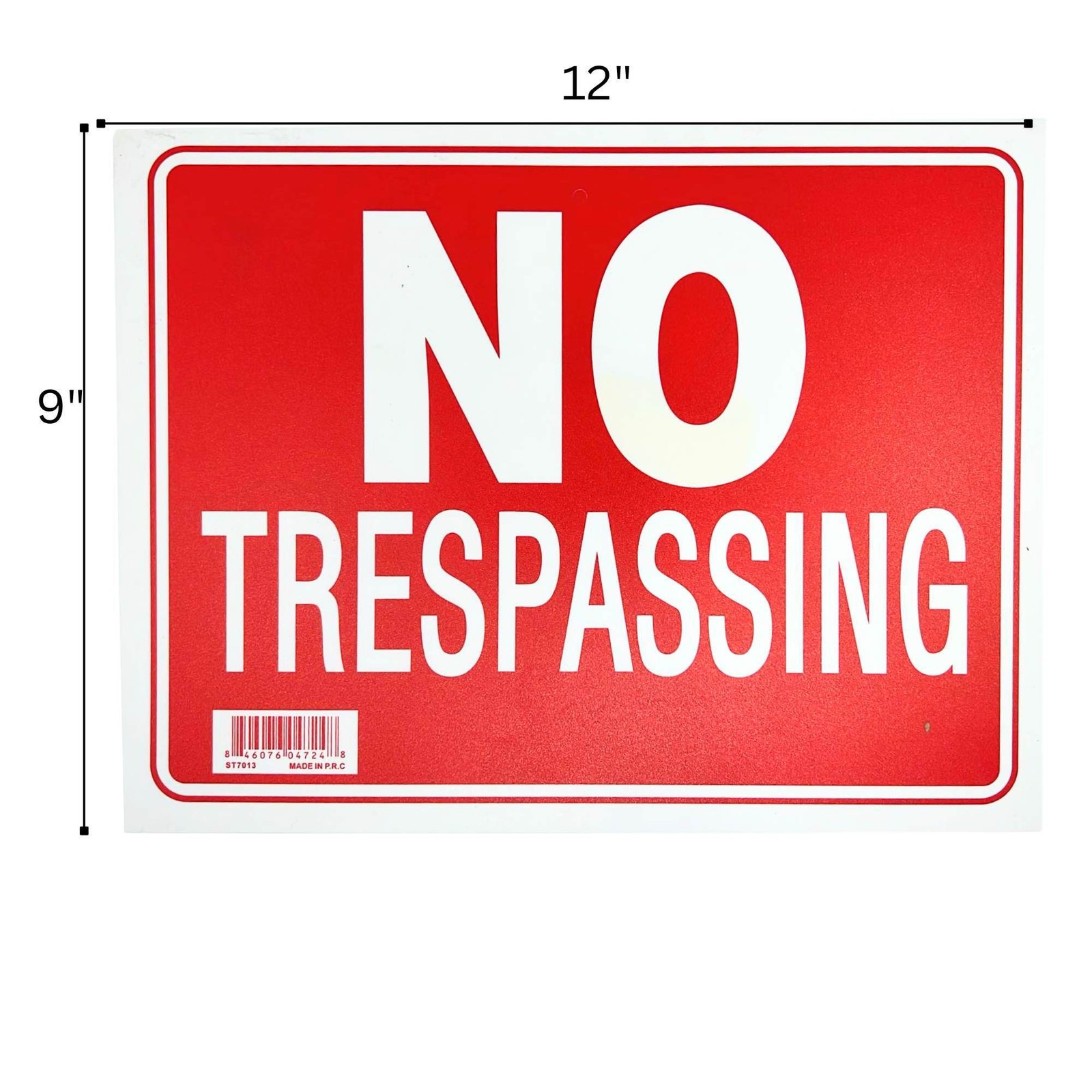 9&Prime;X12&Prime; « NO TRESPASSING » Plastic Signage Sign-1 Pack