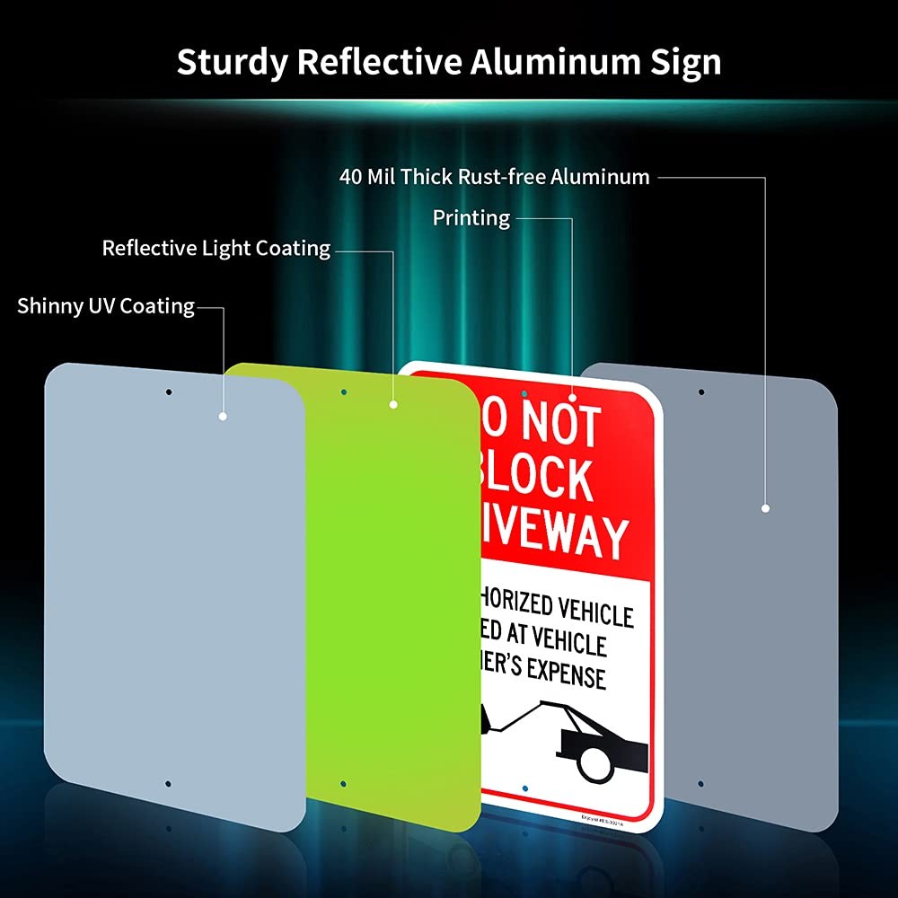 Large Do Not Block Driveway Sign 18×12 Inch Reflective Aluminum Rust Free