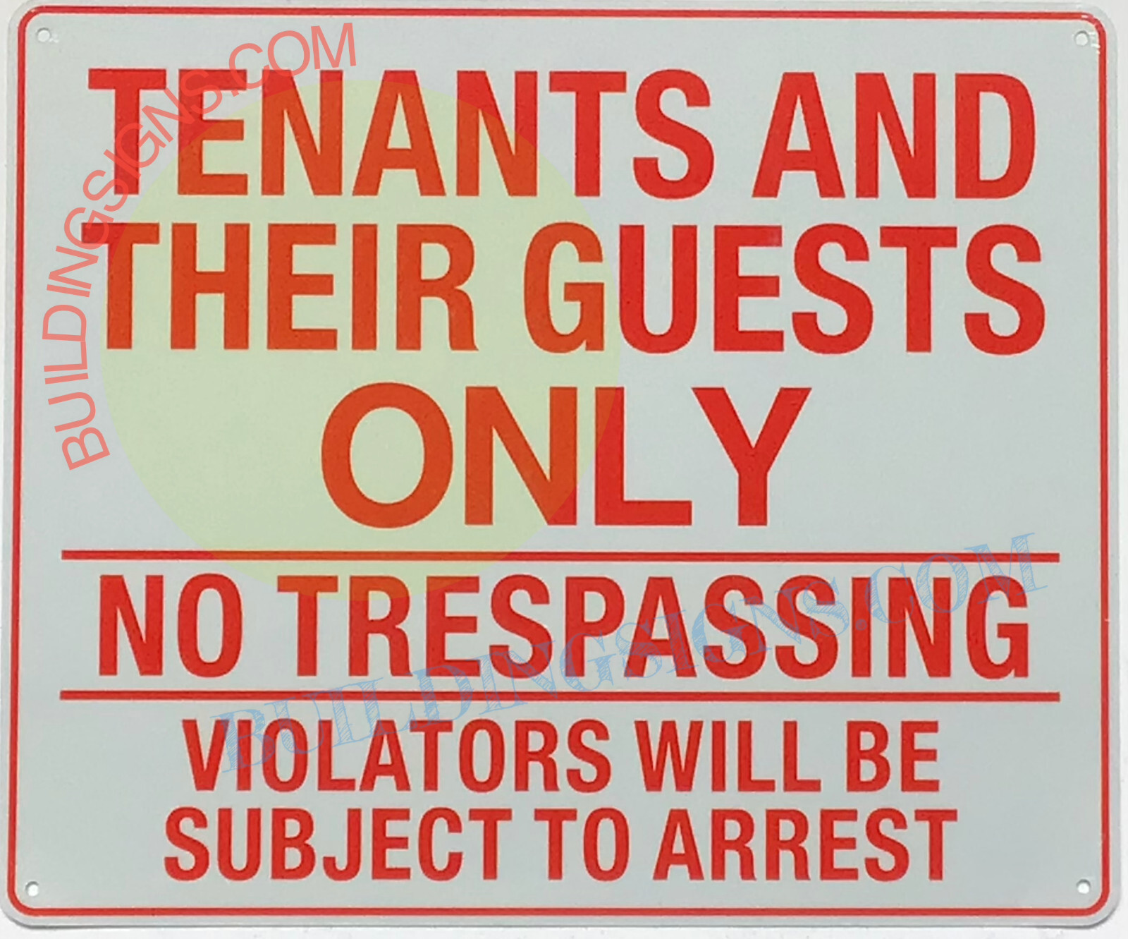 TENANTS AND GUEST ONLY SIGN (10×12, White, Aluminum) -REF24-1027