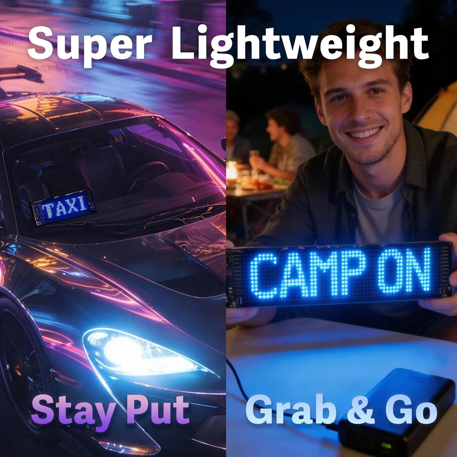 LED Sign for Car, 7 »x3 »Flexible LED Matrix Panel USB 5V Bluetooth Applicati…