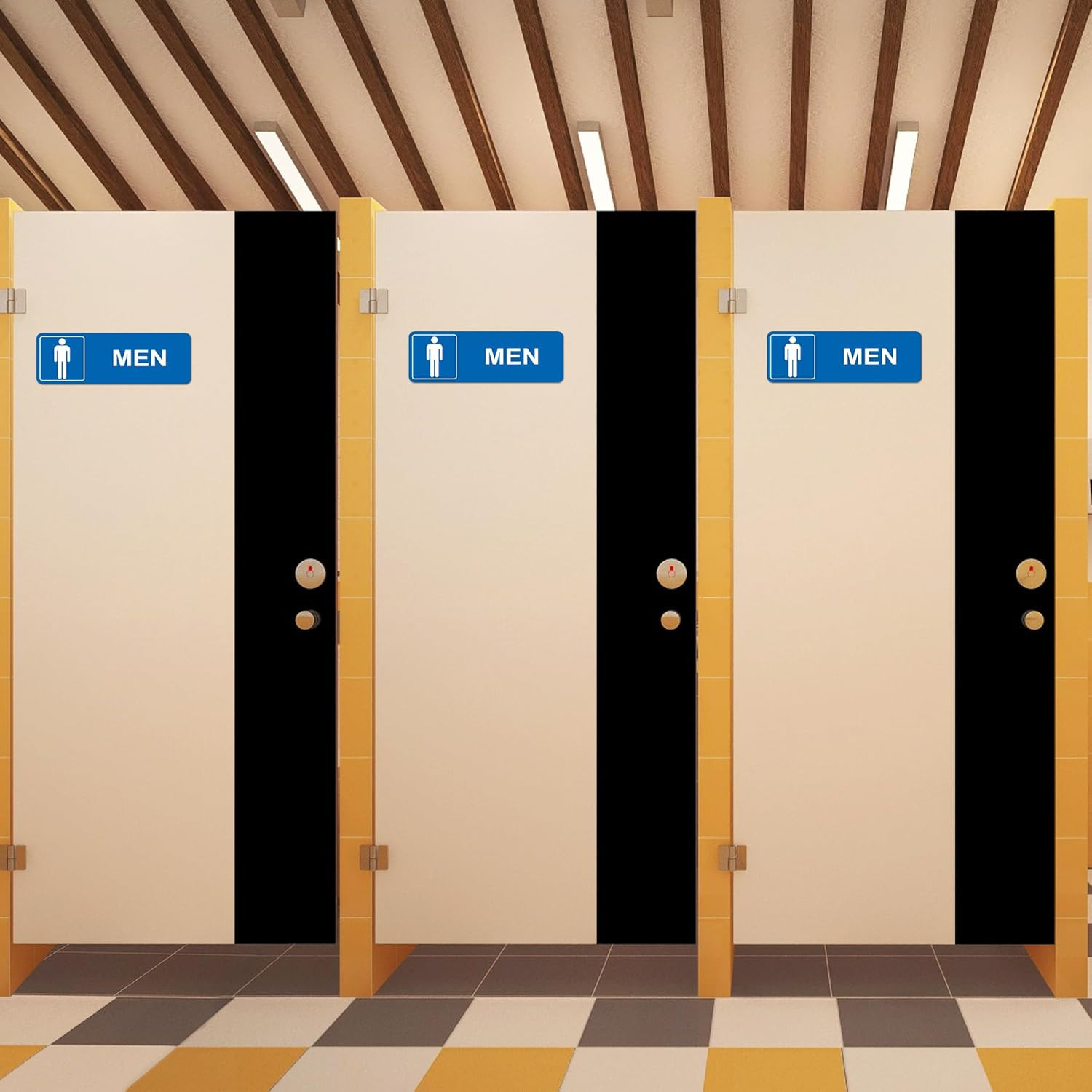 Restroom Sign – (2 Pack ) Metal Restroom Signs for Business with Strong Self-Adh