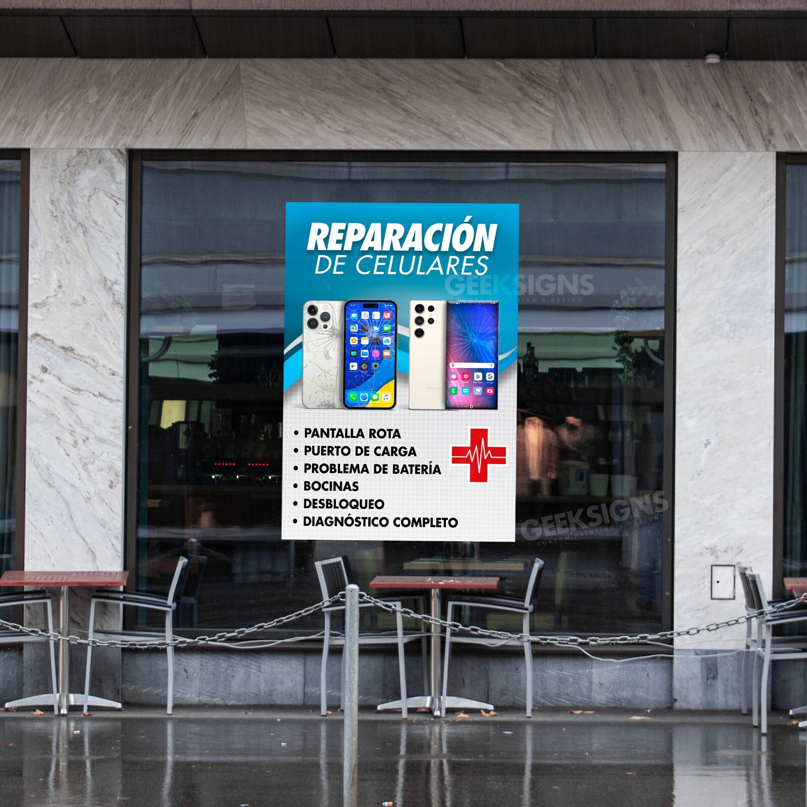 Cell Phone PC Repair Spanish Single Poster Sign Banner – Reparación de Celulares