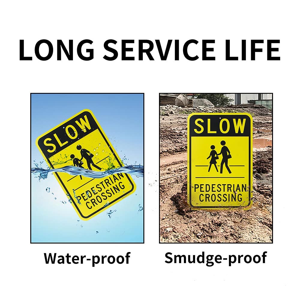 2-Pack Large Slow Pedestrian Crossing Sign, 18&Prime;x 12&Prime; .040 Aluminum Reflective…