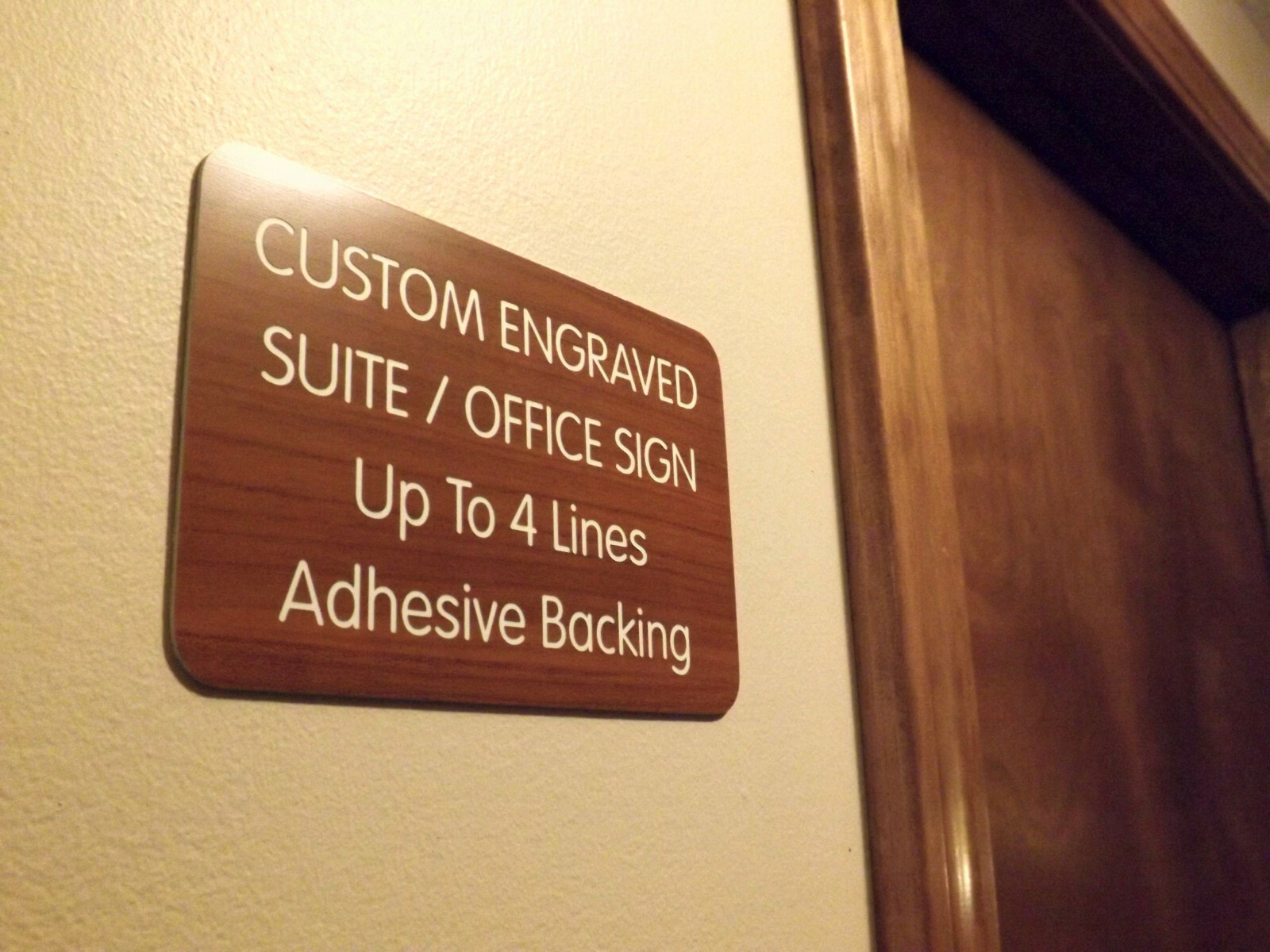 Custom Engraved Mahogany 4×6 Office Suite Sign | Small Business Wall Door Plaque