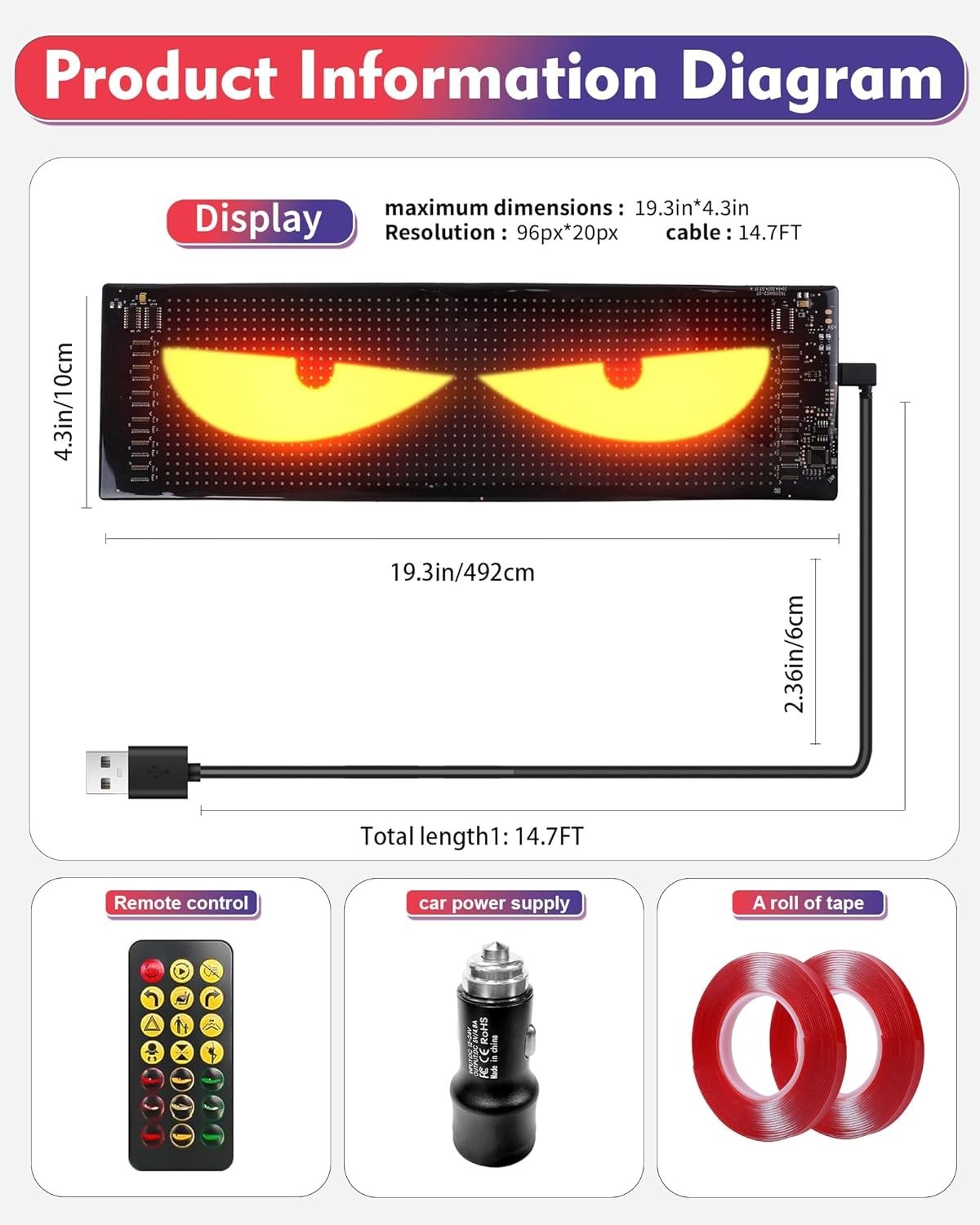 Devil&rsquo;s Eye 2-Pack: Color-Changing LED Windshield Display for Cars & Trucks