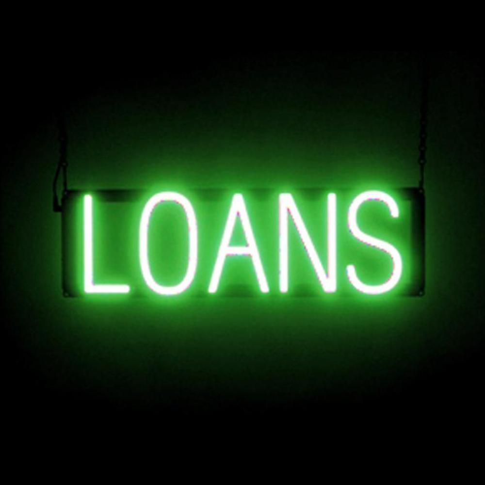 SpellBrite LOANS Sign | Neon Loans Sign Look, LED Light | 20.8&Prime; x 6.3&Prime;