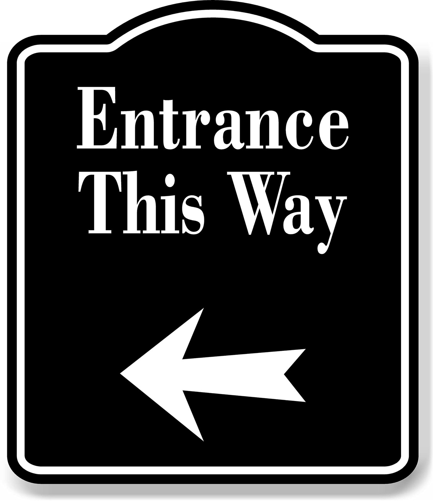 Entrance This Way Left Arrow Black Aluminum Composite Sign 8.5×10 Inch
