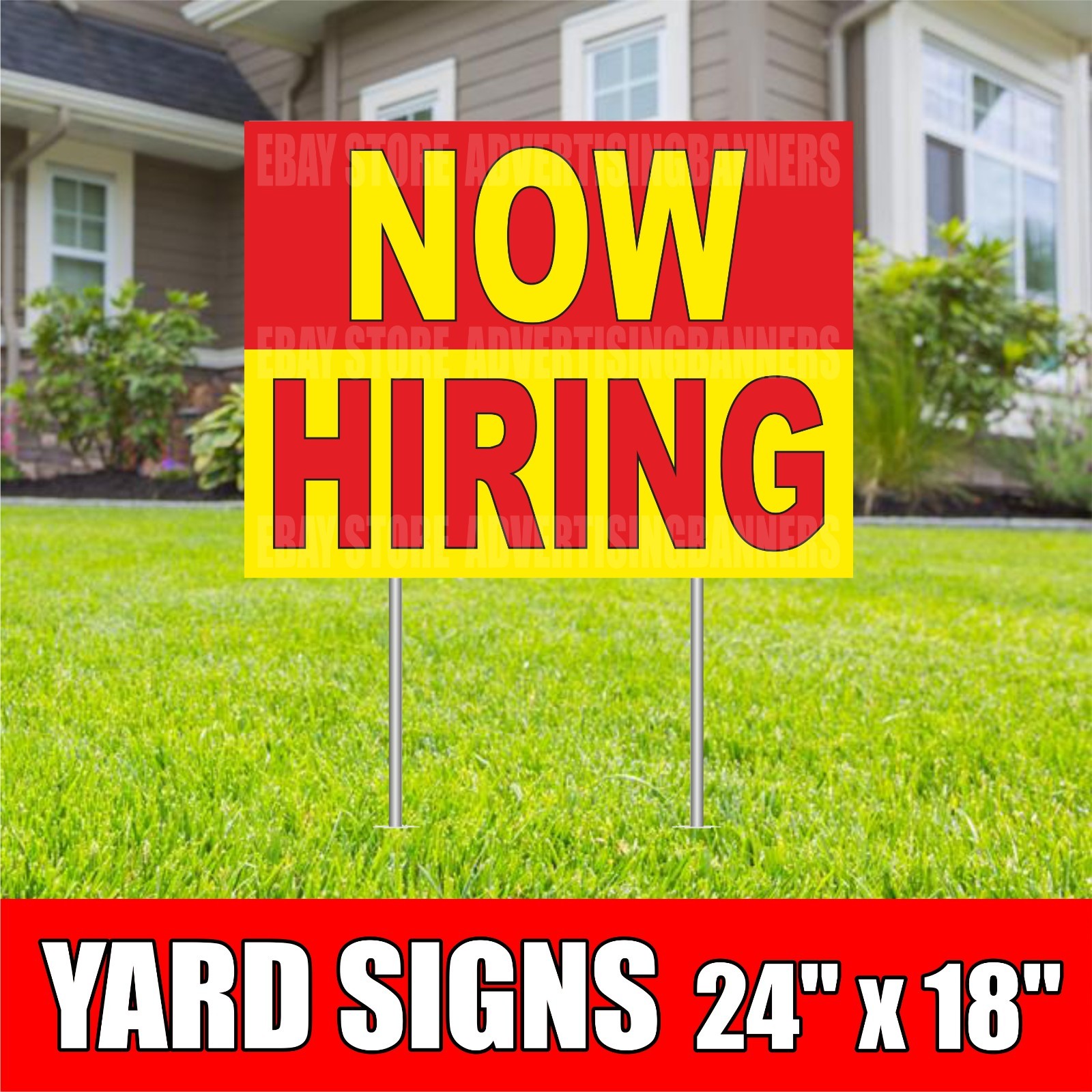 NOW HIRING Yard Sign with H-Stakes Lawn Sign job service employees help wanted