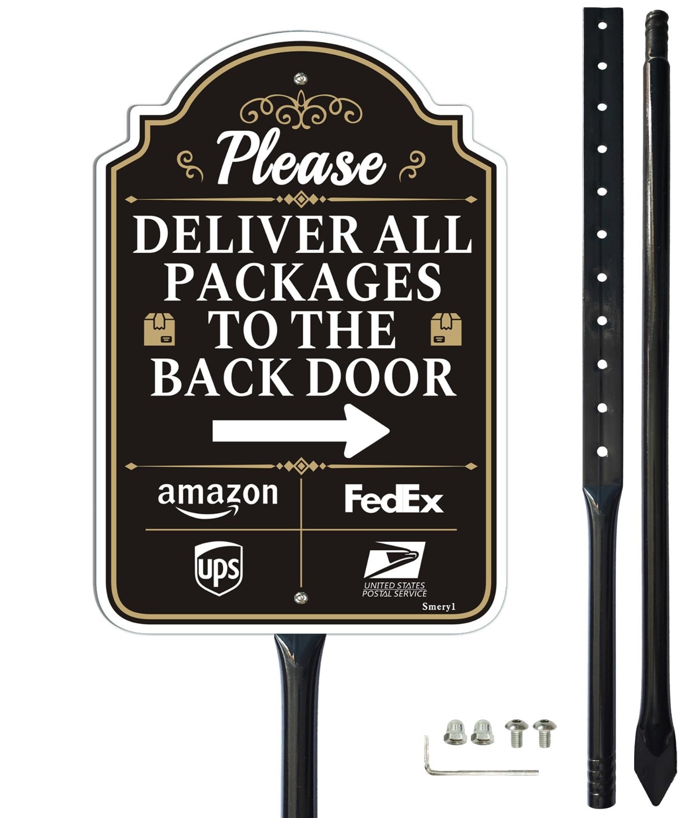 Back Door Package Delivery Sign with Arrow, 12&Prime;x8&Prime;, Rust-Free Aluminum, Weatherp