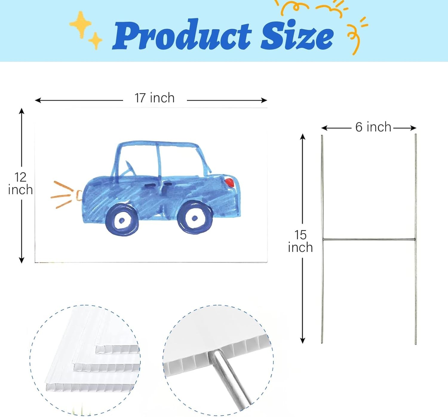 2 Pack 17×12 Inch Blank Yard Signs – Customizable Double-Sided for Events