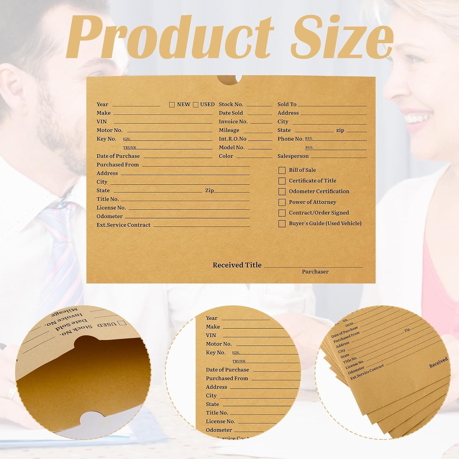 100 Pcs Vehicle Dealer Jackets 9 x 12 inches Printed Vehicle Deal Envelopes 1…