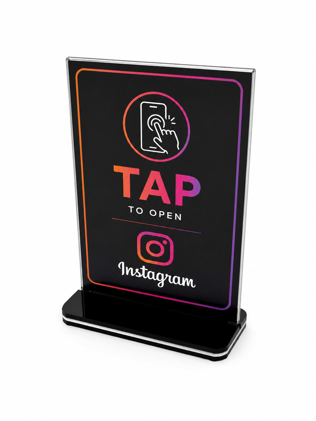 NFC Acrylic Business Sign Stand Tap to Open Reviews Social Media Menu Ntag213