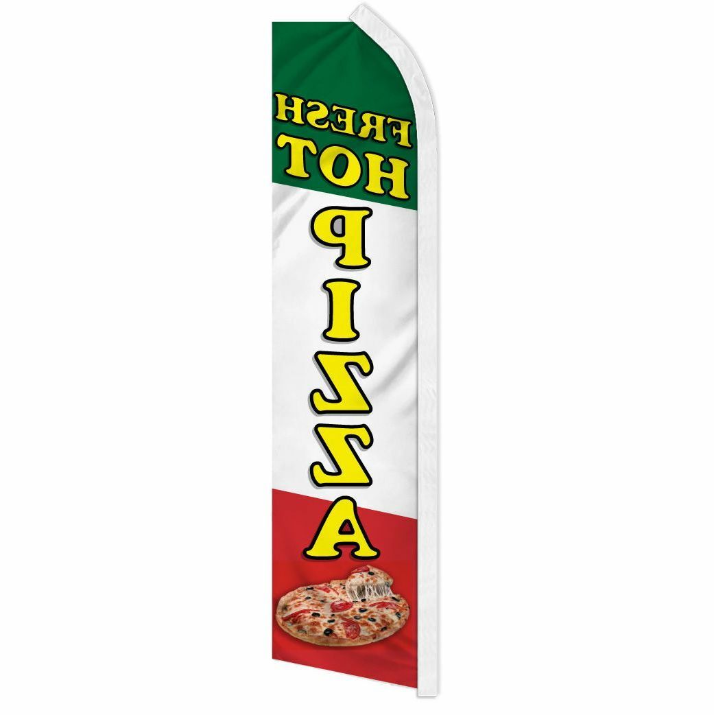 « FRESH HOT PIZZA » advertising super flag swooper banner business food concession