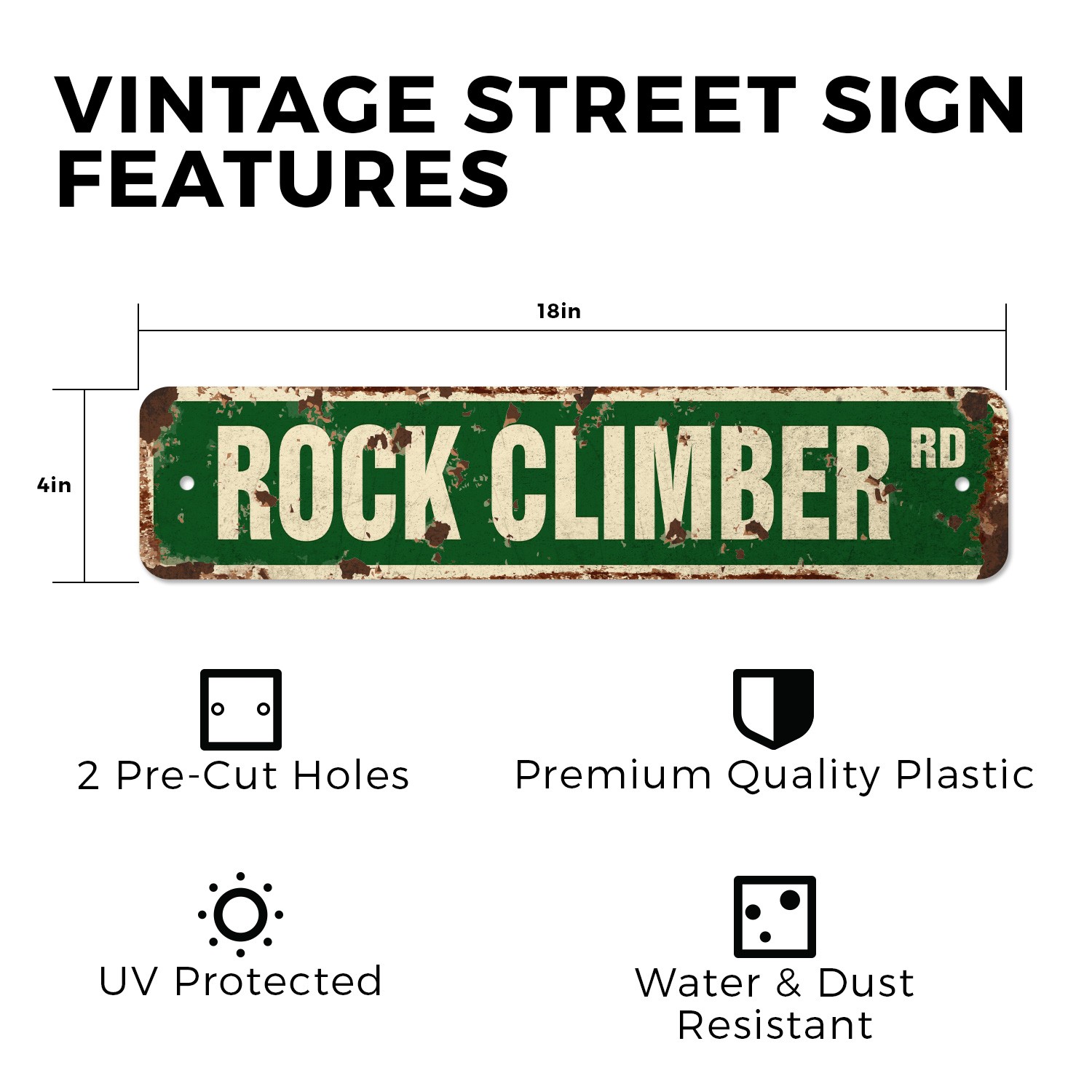 ROCK CLIMBER Vintage Style Street Sign climbing holds harness mountain hill