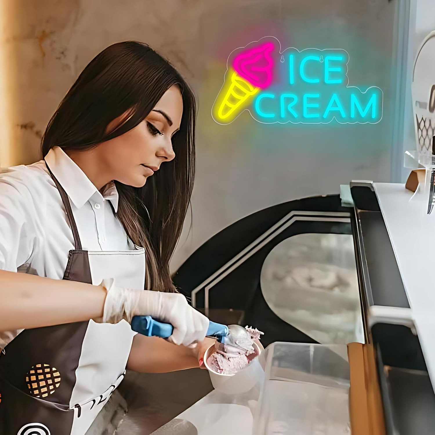 Ice Cream Neon Sign for Wall Decor,Ice Cream Shop Neon Decor,Business Dessert LE
