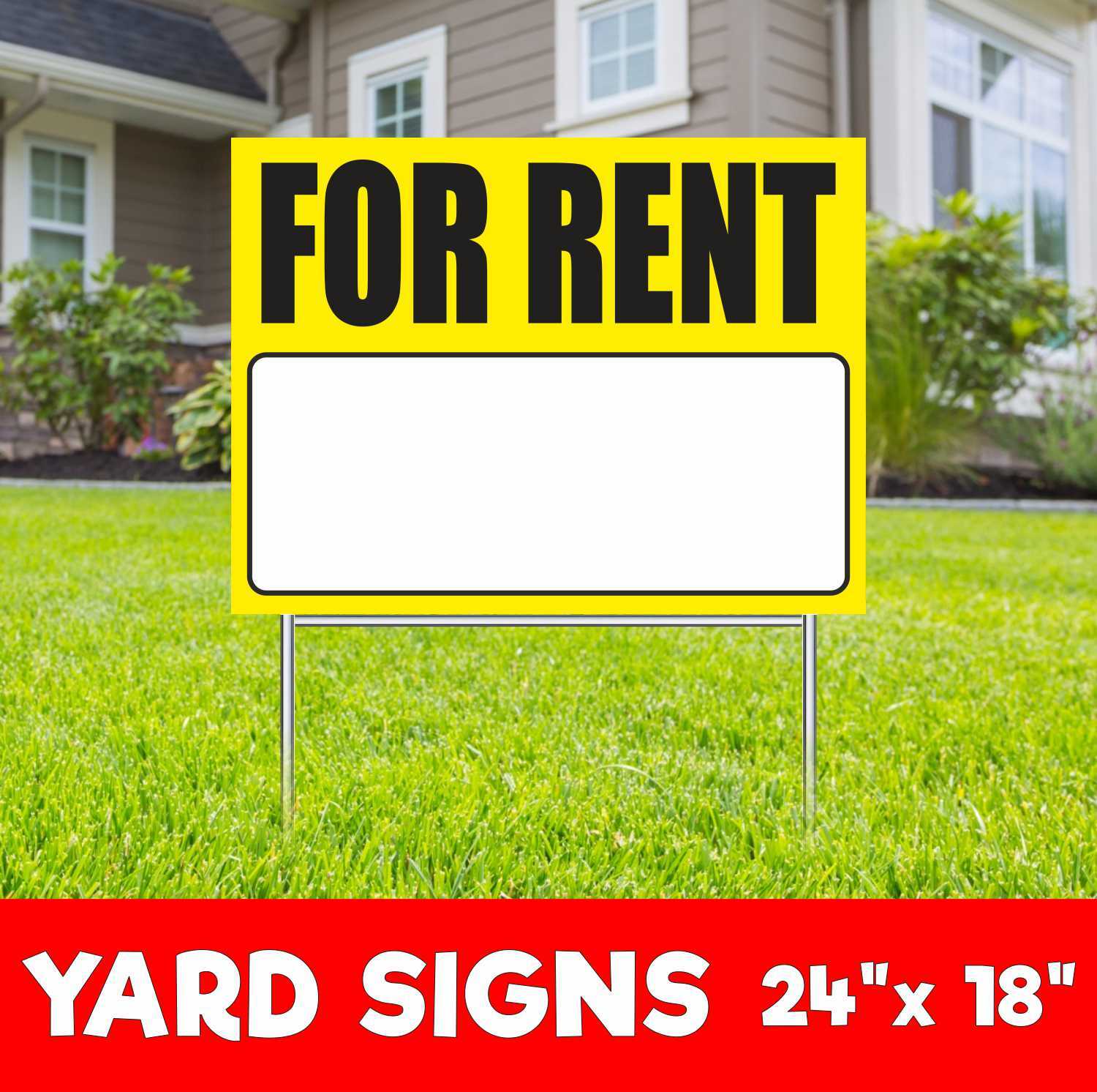FOR RENT Yard Sign Corrugate Plastic with H-Stakes Lawn Sign Sale Lease Realtor