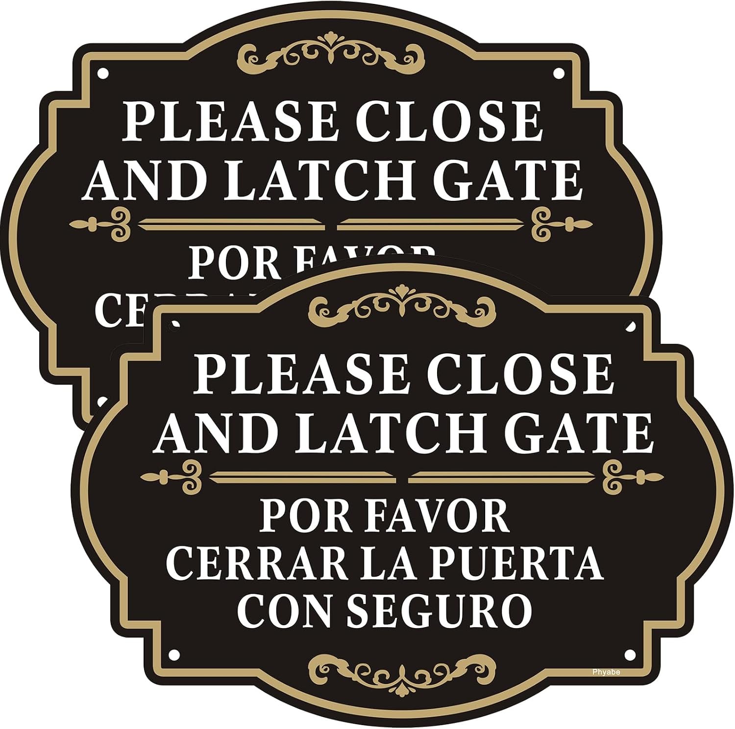 Please Close Latch Gate Bilingual Signs 10×7 Inch English Spanish 2 Pack