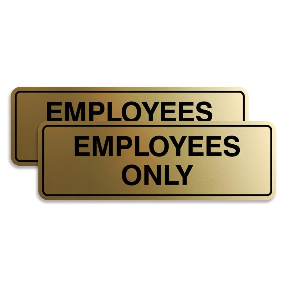 Employees Only Sign Standard Brushed Gold Small Wall Door Decor 2 PCS