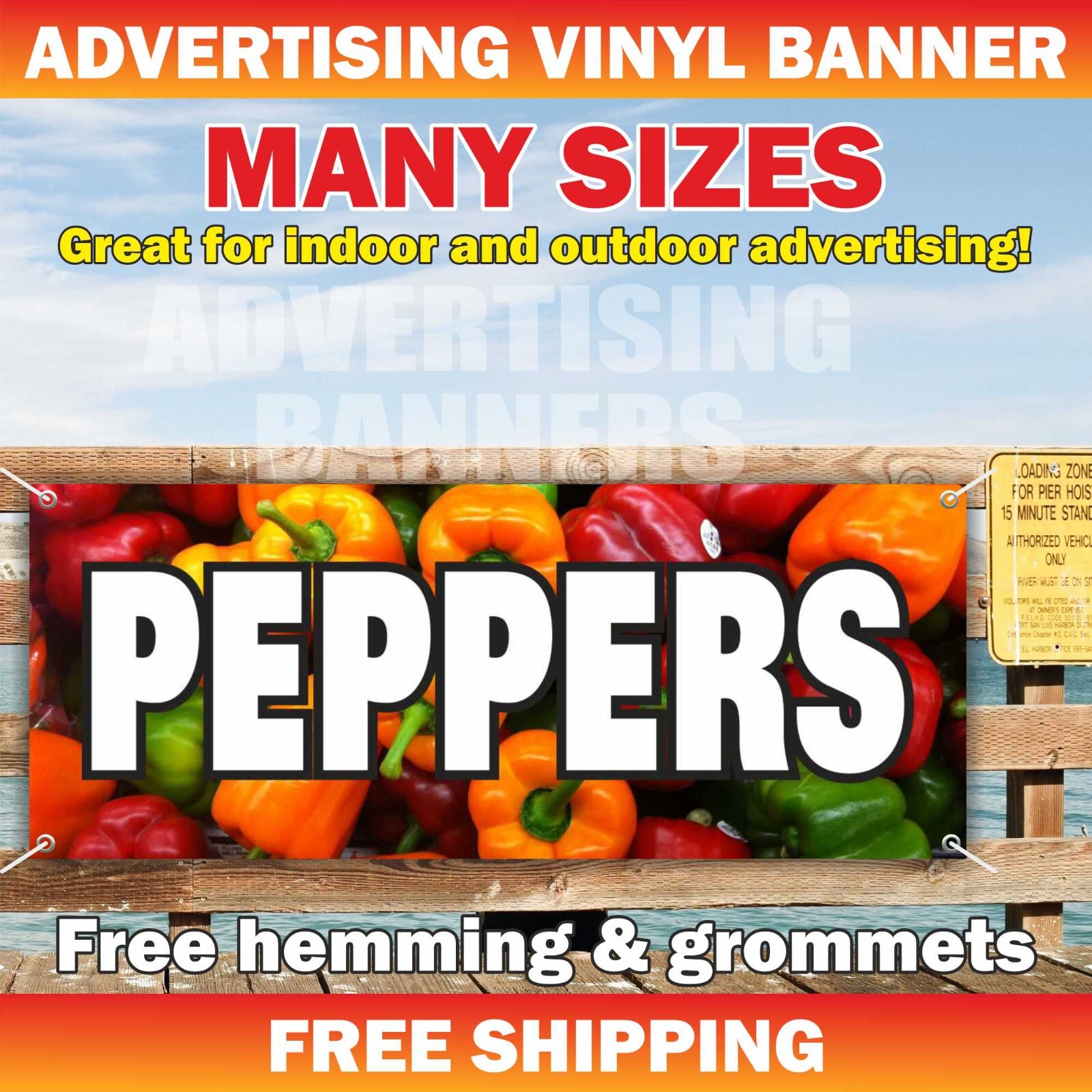 Peppers Advertising Banner Vinyl Sign fresh vegetables fruits farm berries