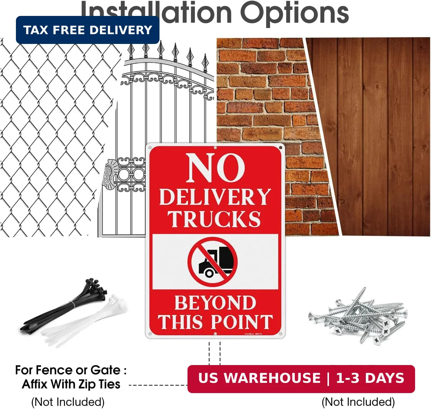 GicnKeuz No Delivery Trucks Beyond This Point Sign, 14 x 10 Inches No Deliveries