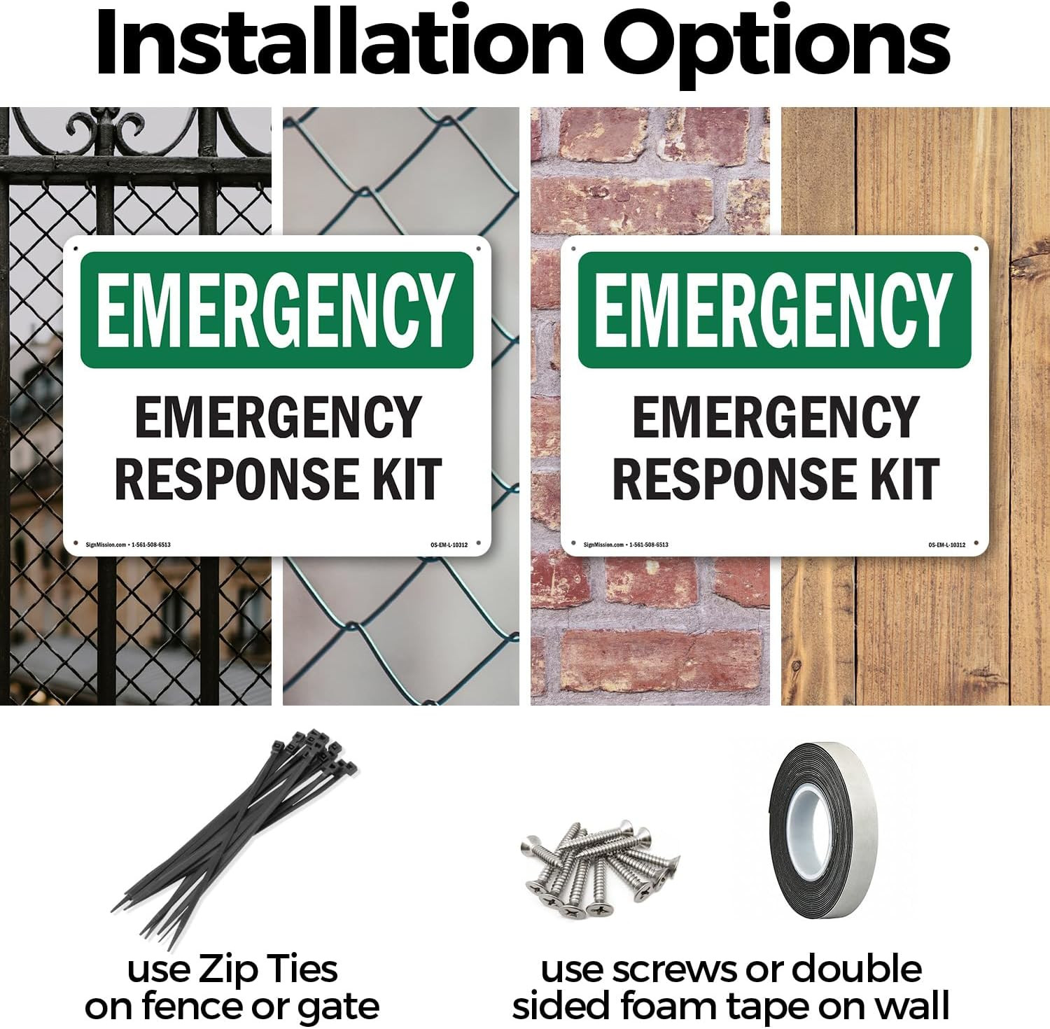 Response Kit OSHA Emergency Rigid Plastic Sign 18 Inch X 12 Inch – 10 Pack