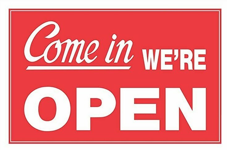 One Sided Come in We&rsquo;re Open Sign 8 x 12 Inch – 2 Count, White and Red
