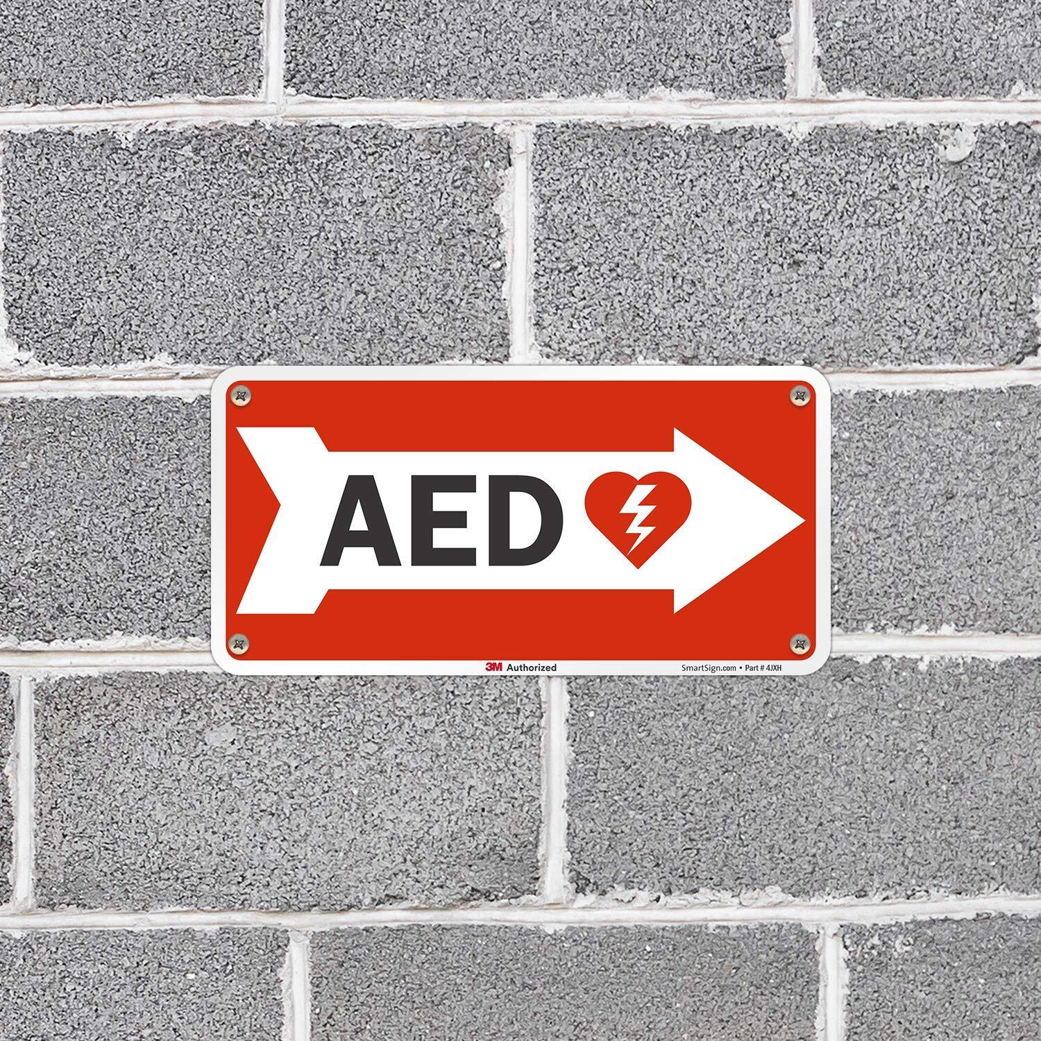 5&Prime;x10&Prime; AED Sign with Right Arrow Durable Plastic First Aid Safety Directional