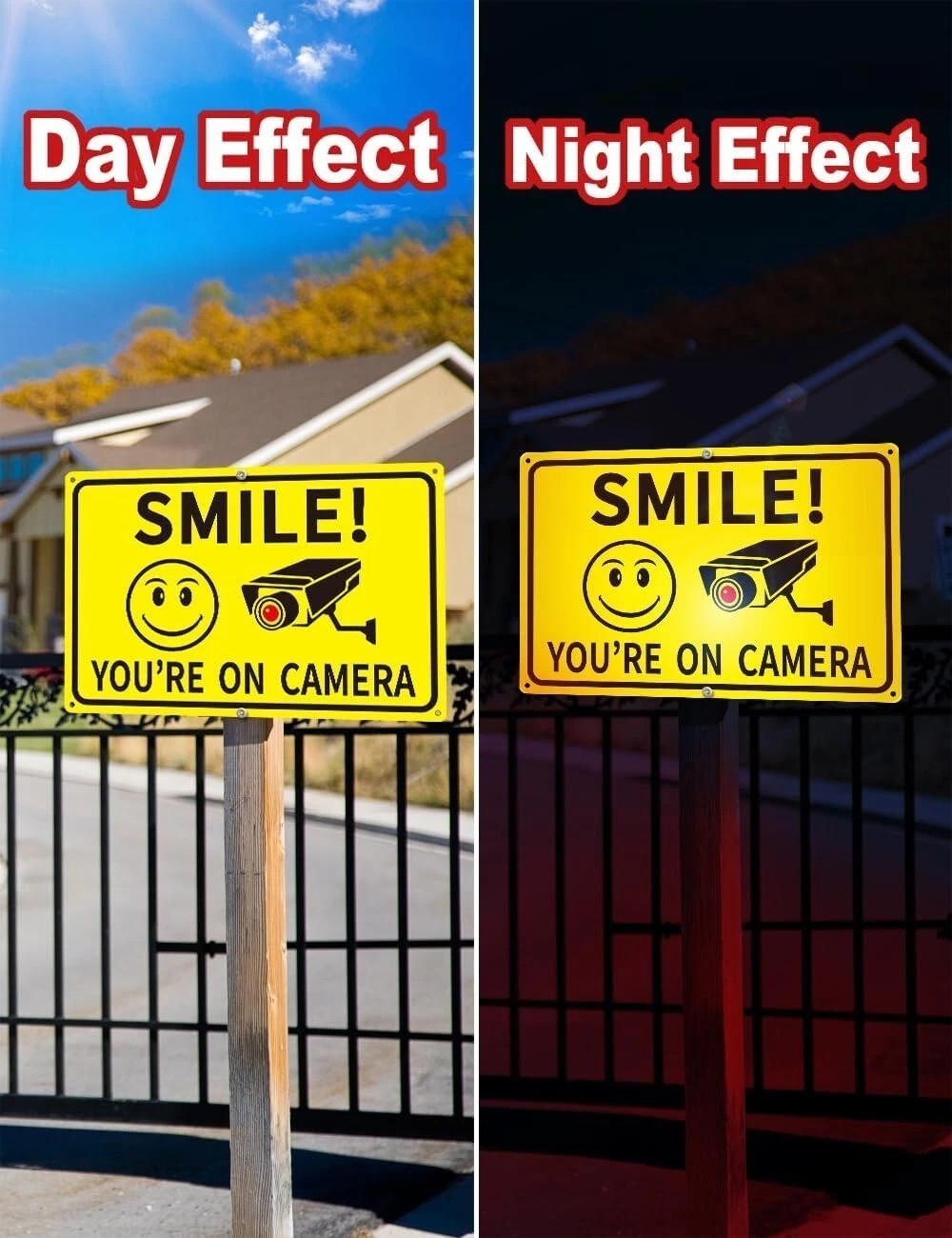 4-Pack Smile You&rsquo;re On Camera Signs 8&Prime;x12&Prime; Rust Free Aluminum Video Surveillance