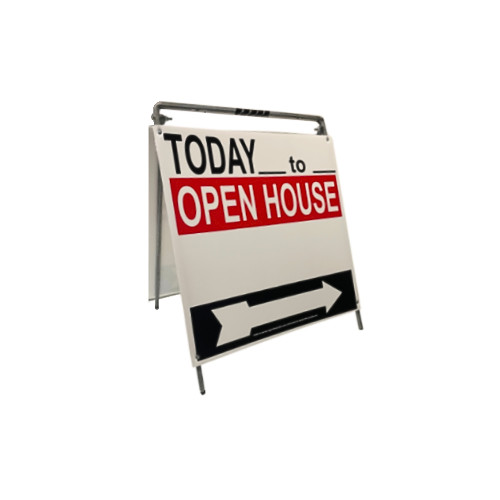 Real Estate Open House Sign Kit Metal A-Frame 5 Pack RWBK w/ Today Times