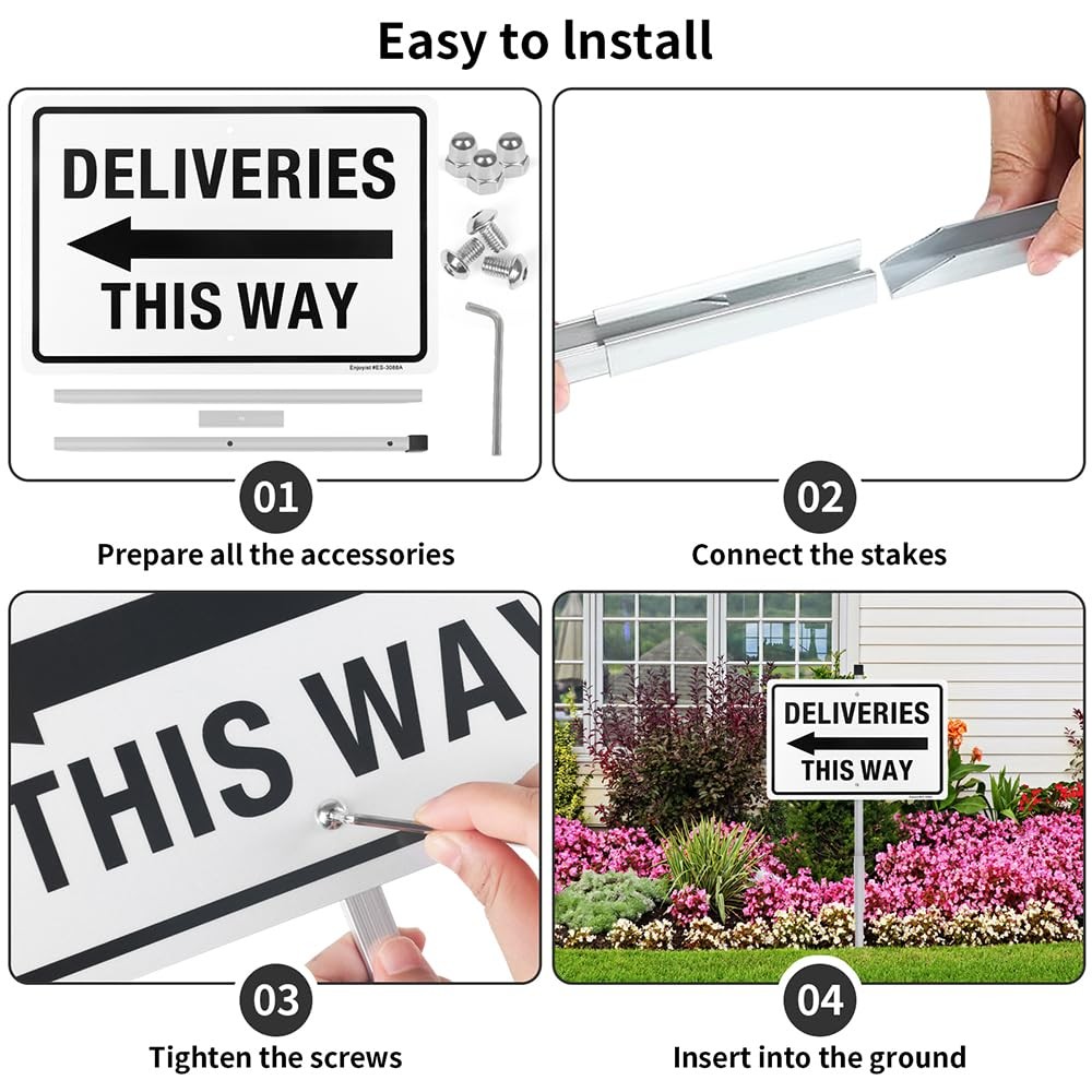 12&Prime;x8&Prime; .040 Aluminum Deliveries Sign Arrow Left With 28&Prime; Stake Reflective