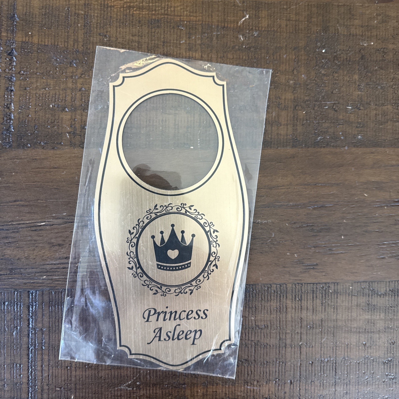 Signs ByLITA Princess Asleep Door Hanger – Brushed Gold, 4&Prime; x 8&Prime;