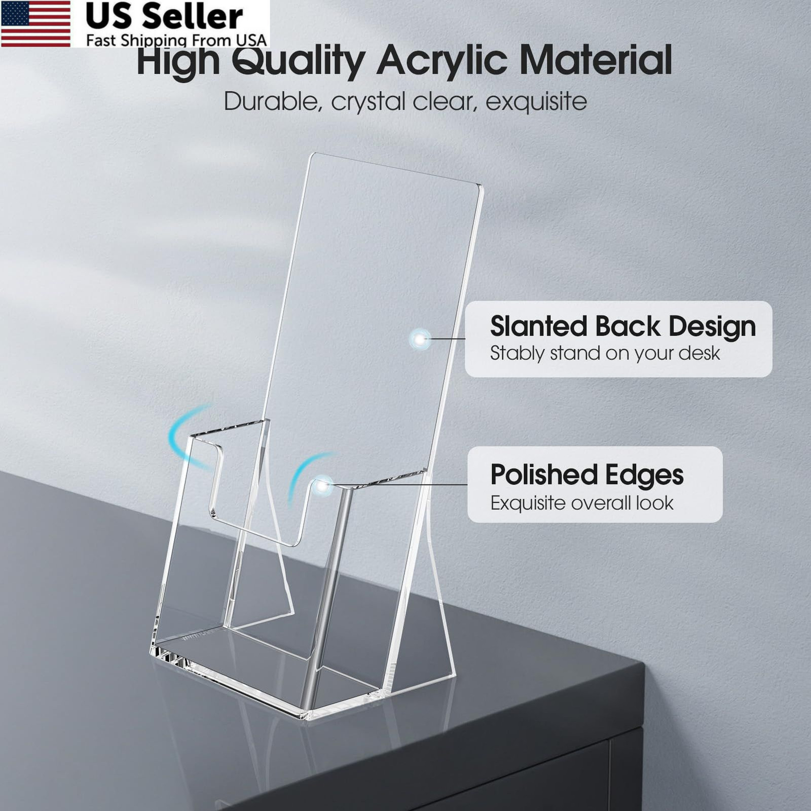 2 Pck 4&Prime; Acrylic Brochure Holder Clear Trifold Flyer Display Stand Menu Pamphlet