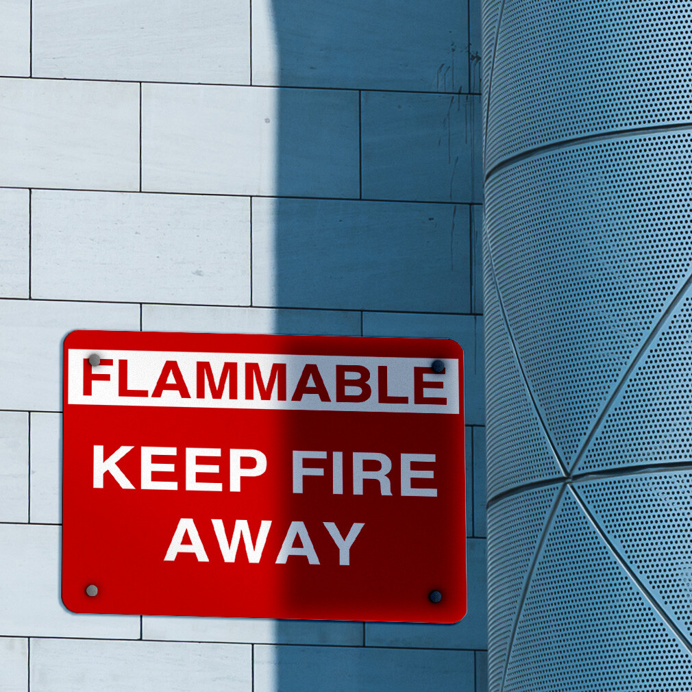 Horizontal Metal Sign Flammable Keep Fire Away Hazard and Hazmat