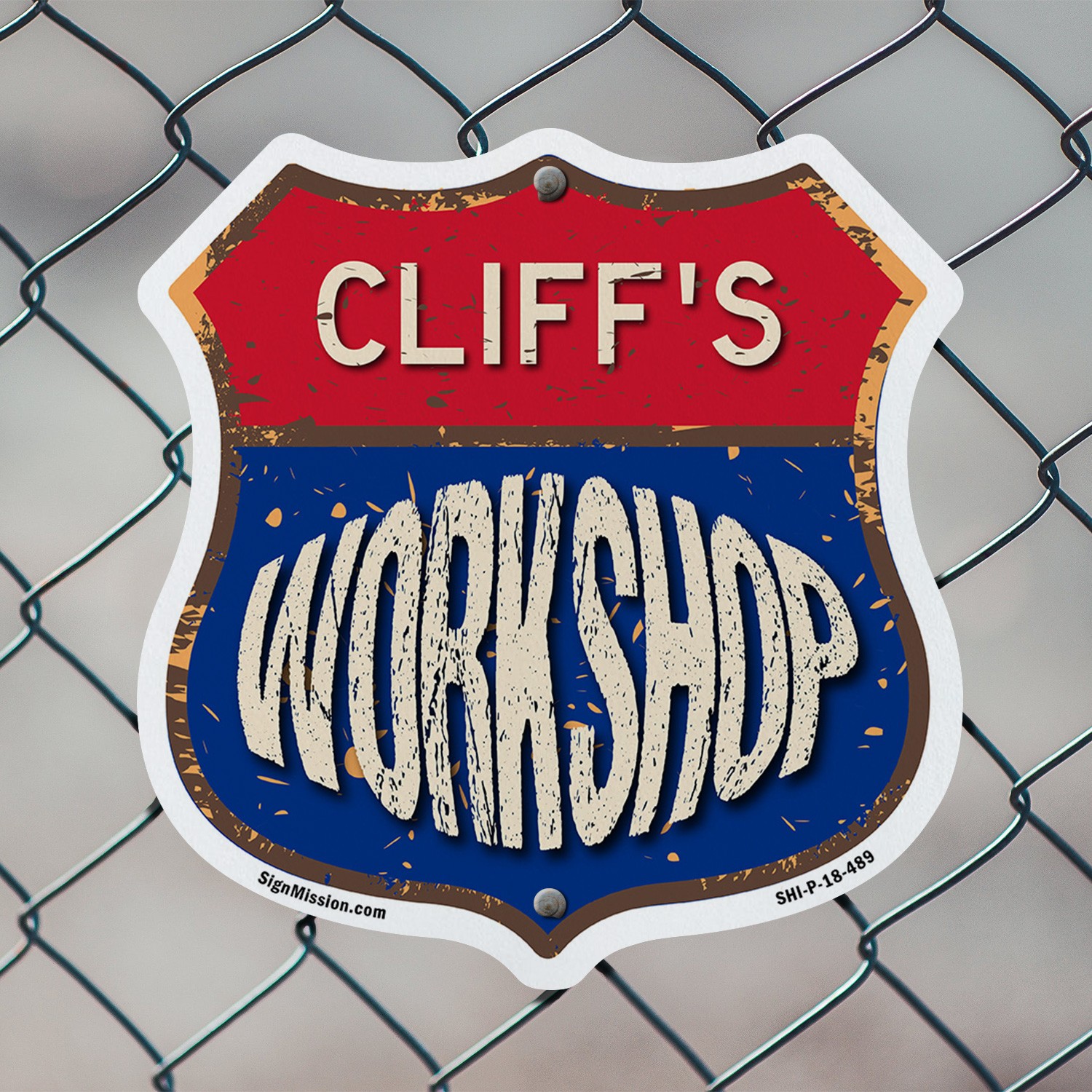 Cliff&rsquo;s Workshop Shield Shaped Sign Weather Resistant Crafted in the USA