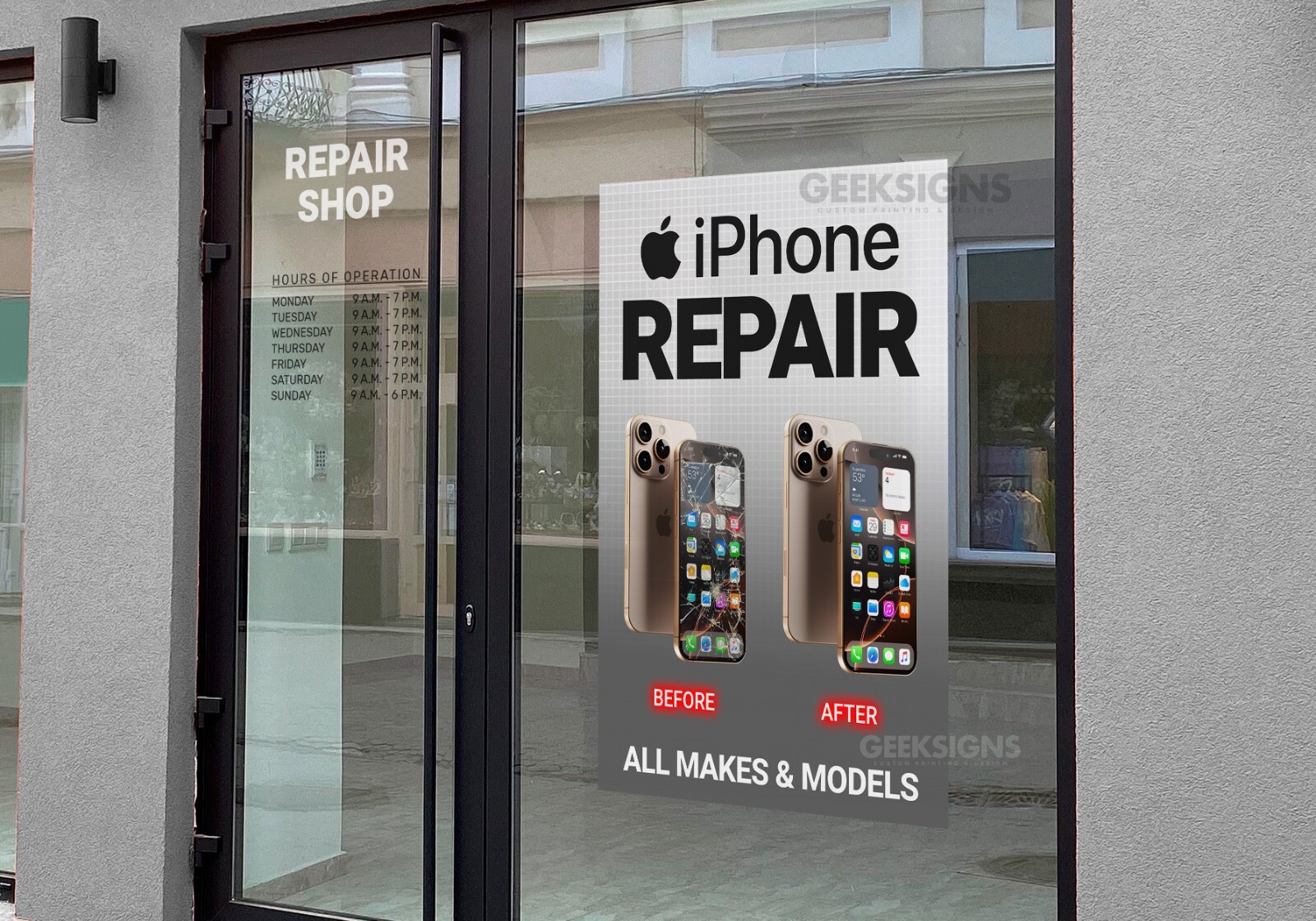 iPhone Repair Service Poster – Cell Phone Apple & Samsung – Store Banner Sign