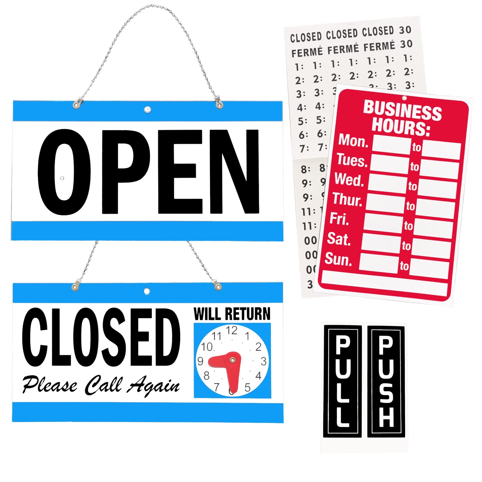 Open Sign Business Hour Closed Open Sign Will Return Clock for Restaurant Office